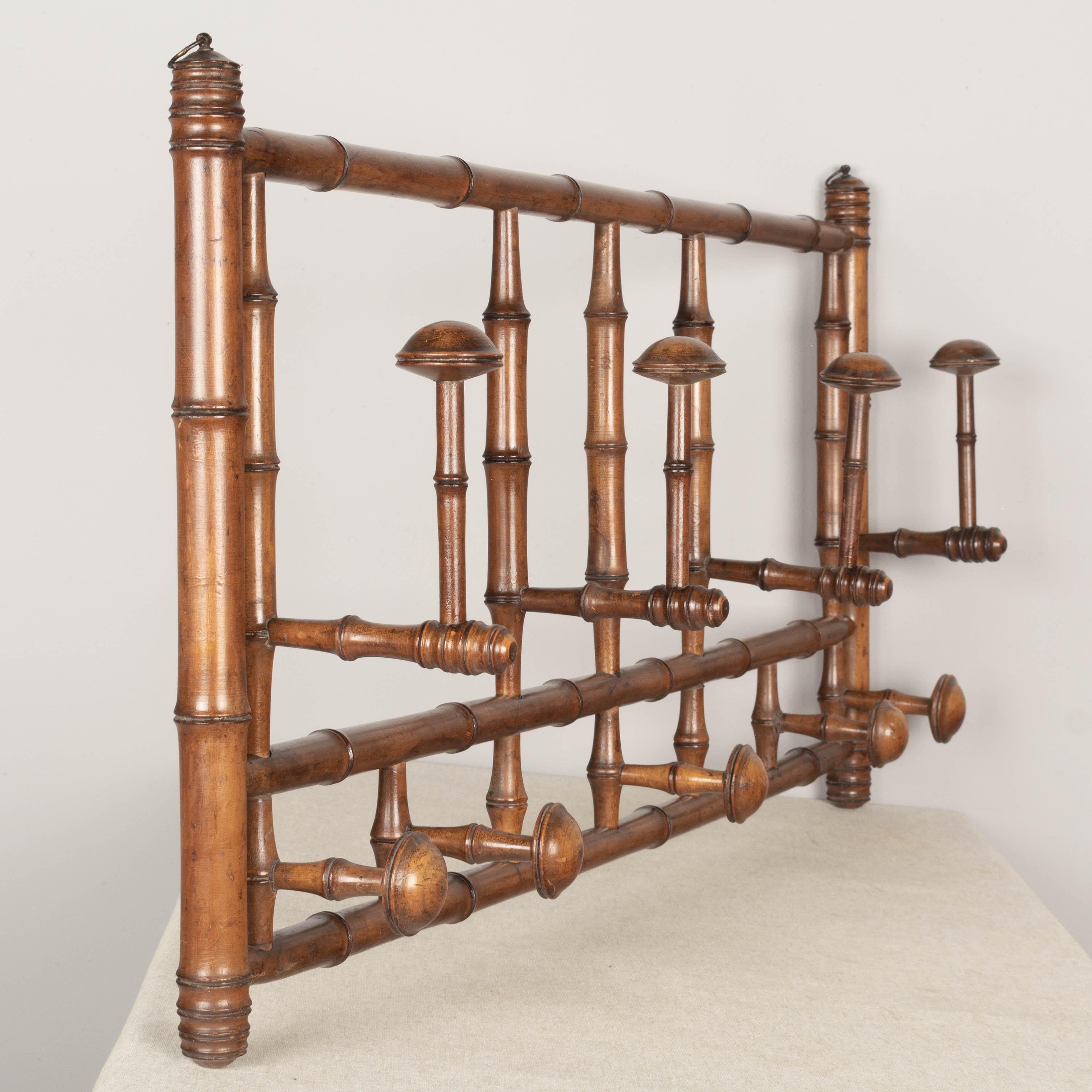 20th Century 19th Century French Faux Bamboo Coat Rack