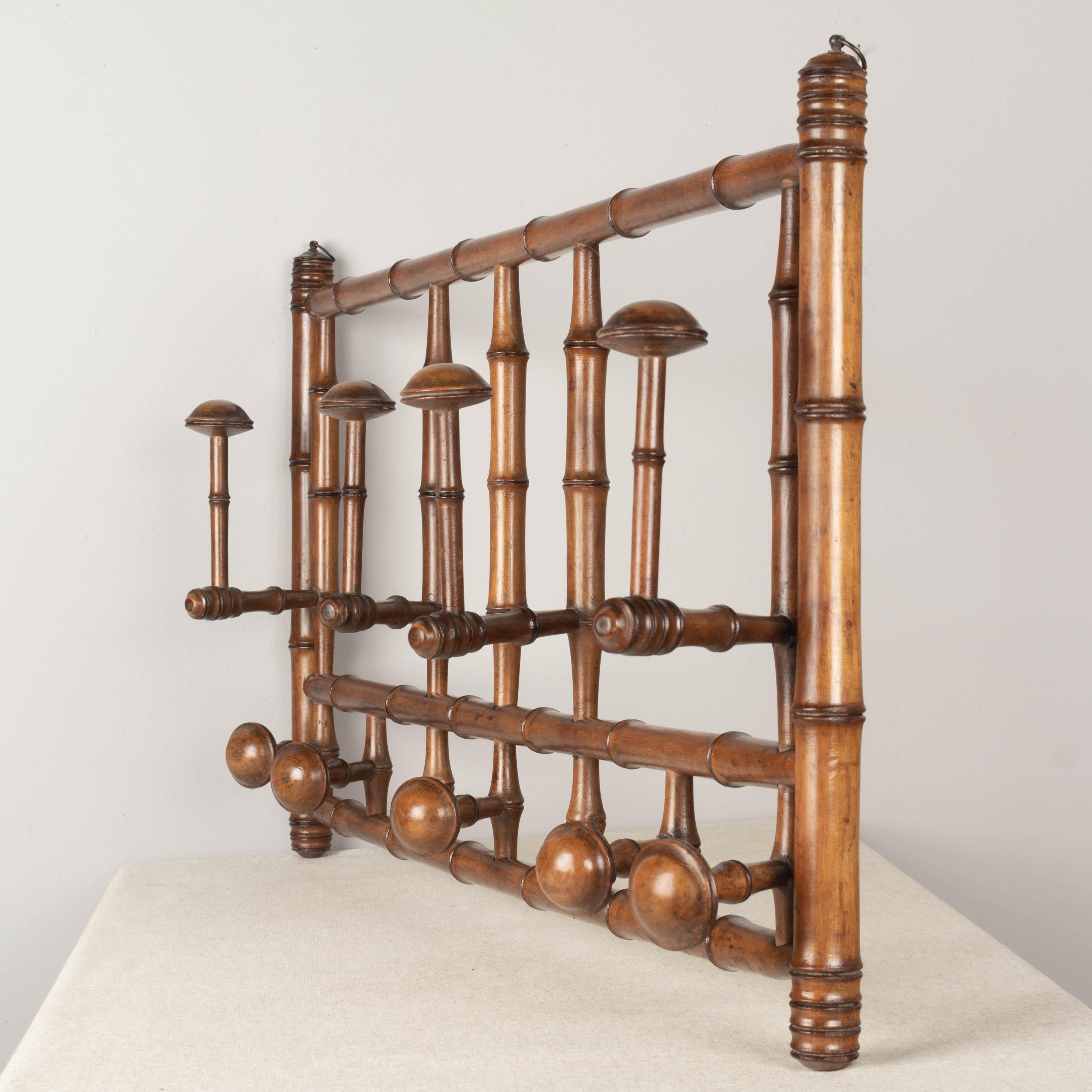19th Century French Faux Bamboo Coat Rack 1