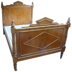 Antique 19th Century French Faux-Bamboo Double Bed from 1880s