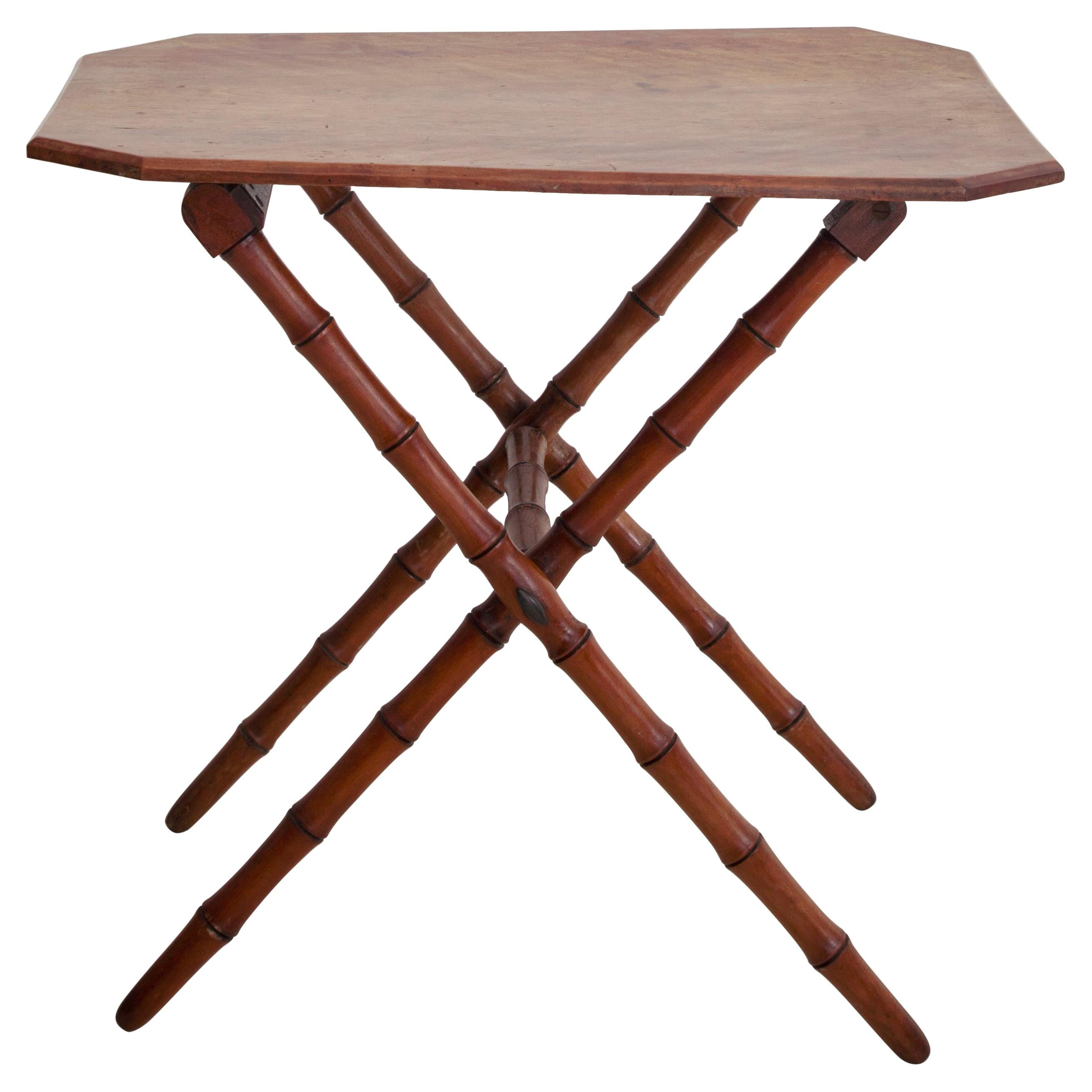 19th Century French Faux Bamboo Folding Table For Sale