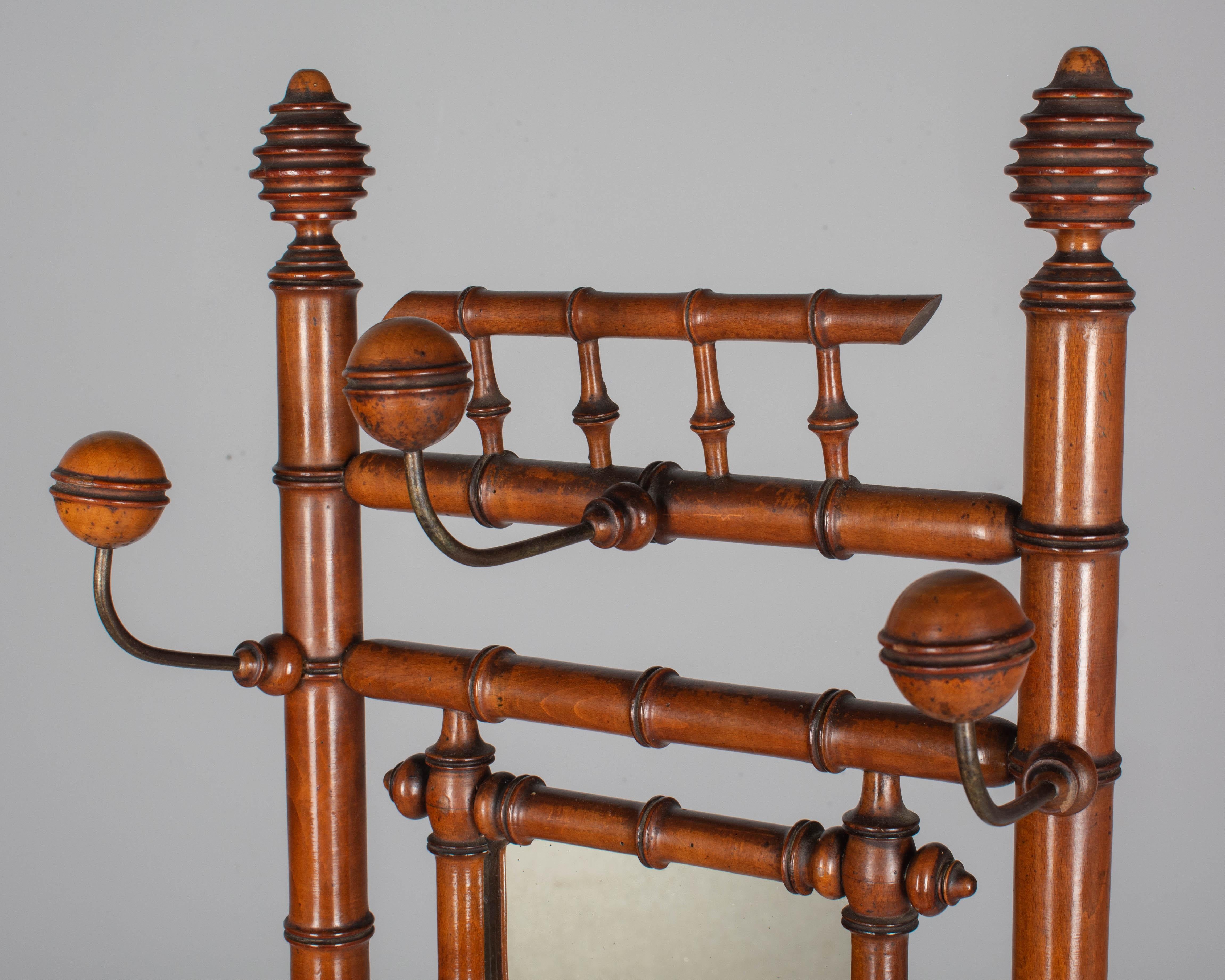 19th Century French Faux Bamboo Hall Tree or Coat Rack 3