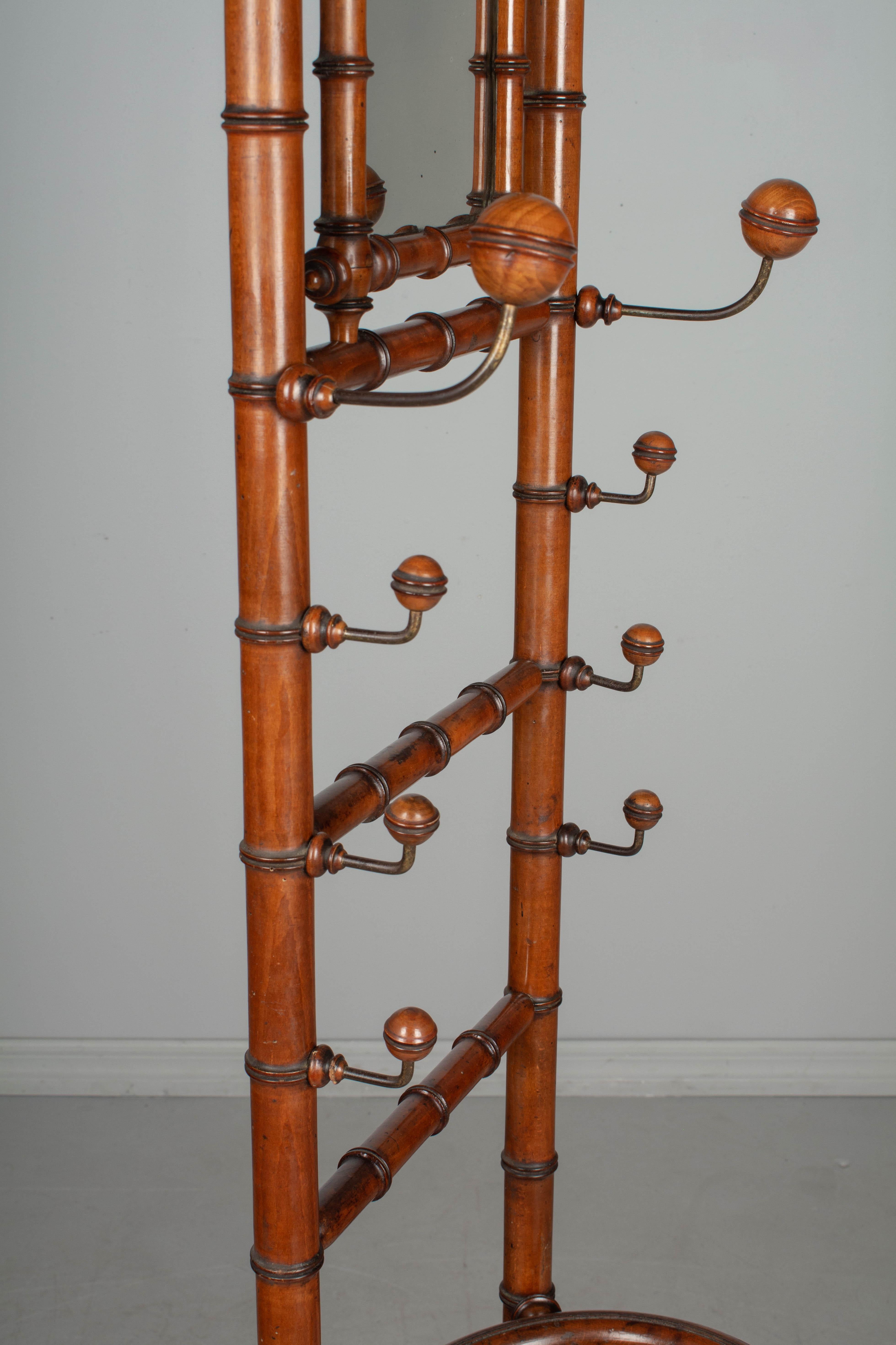 19th Century French Faux Bamboo Hall Tree or Coat Rack 4