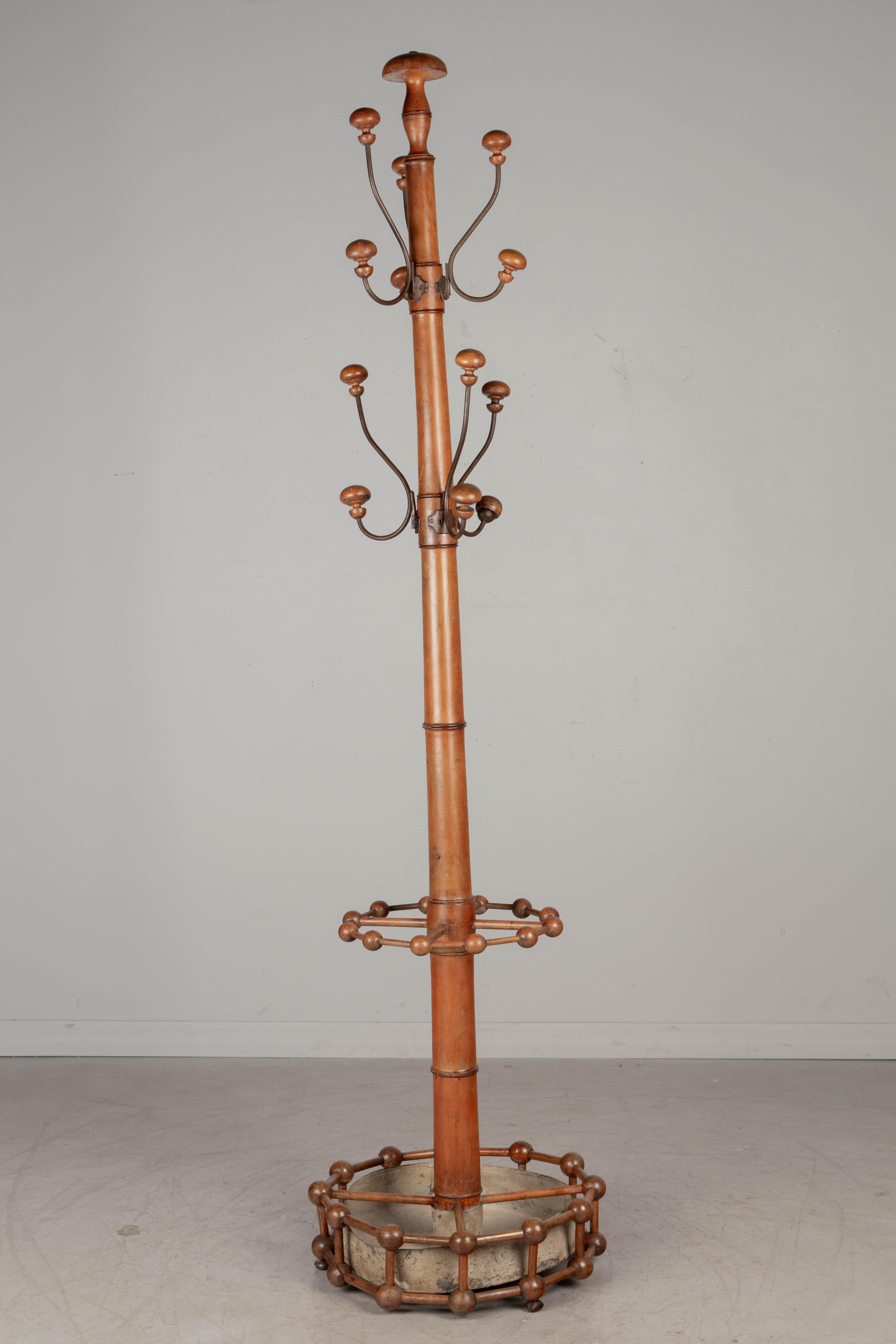 Metal 19th Century French Faux Bamboo Hall Tree or Coat Rack For Sale