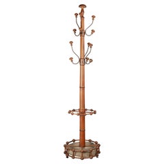 Antique 19th Century French Faux Bamboo Hall Tree or Coat Rack