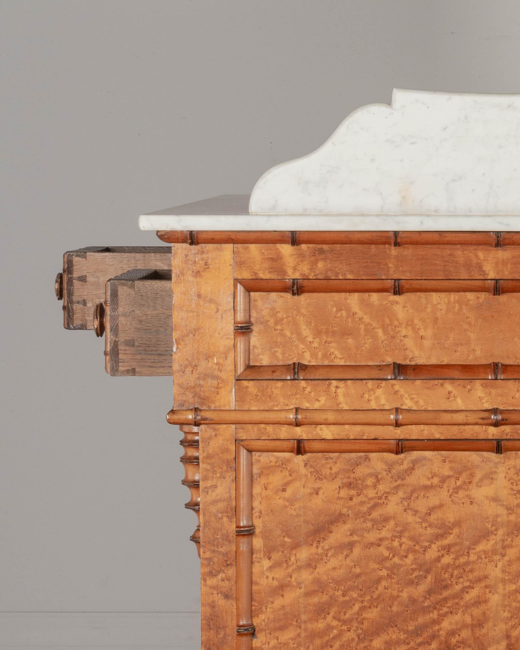 19th Century French Faux Bamboo Marble Top Bathroom Vanity 1