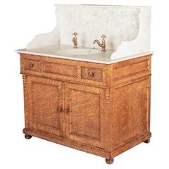 19th Century French Faux Bamboo Marble Top Bathroom Vanity
