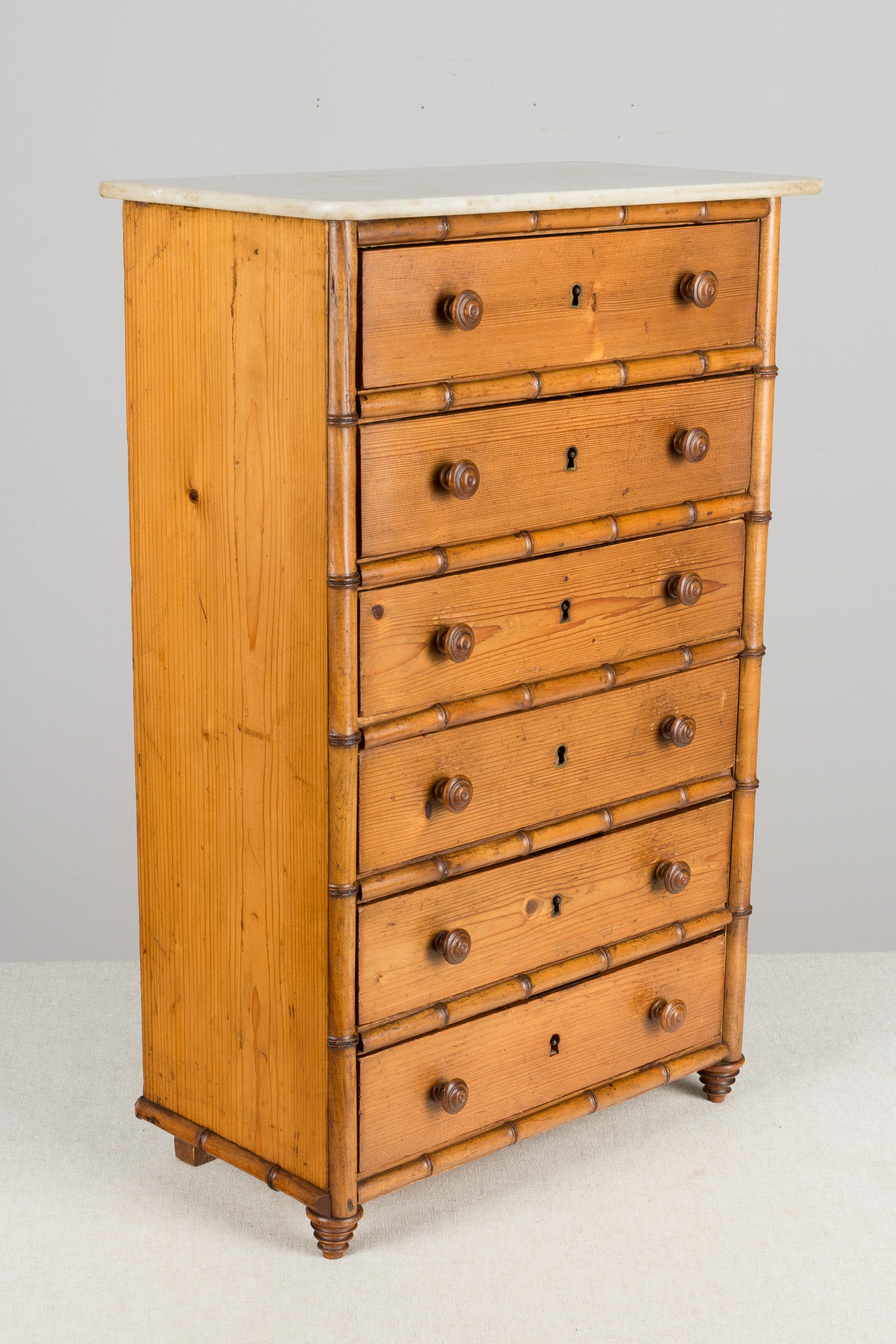 19th Century French Faux Bamboo Miniature Chest 1