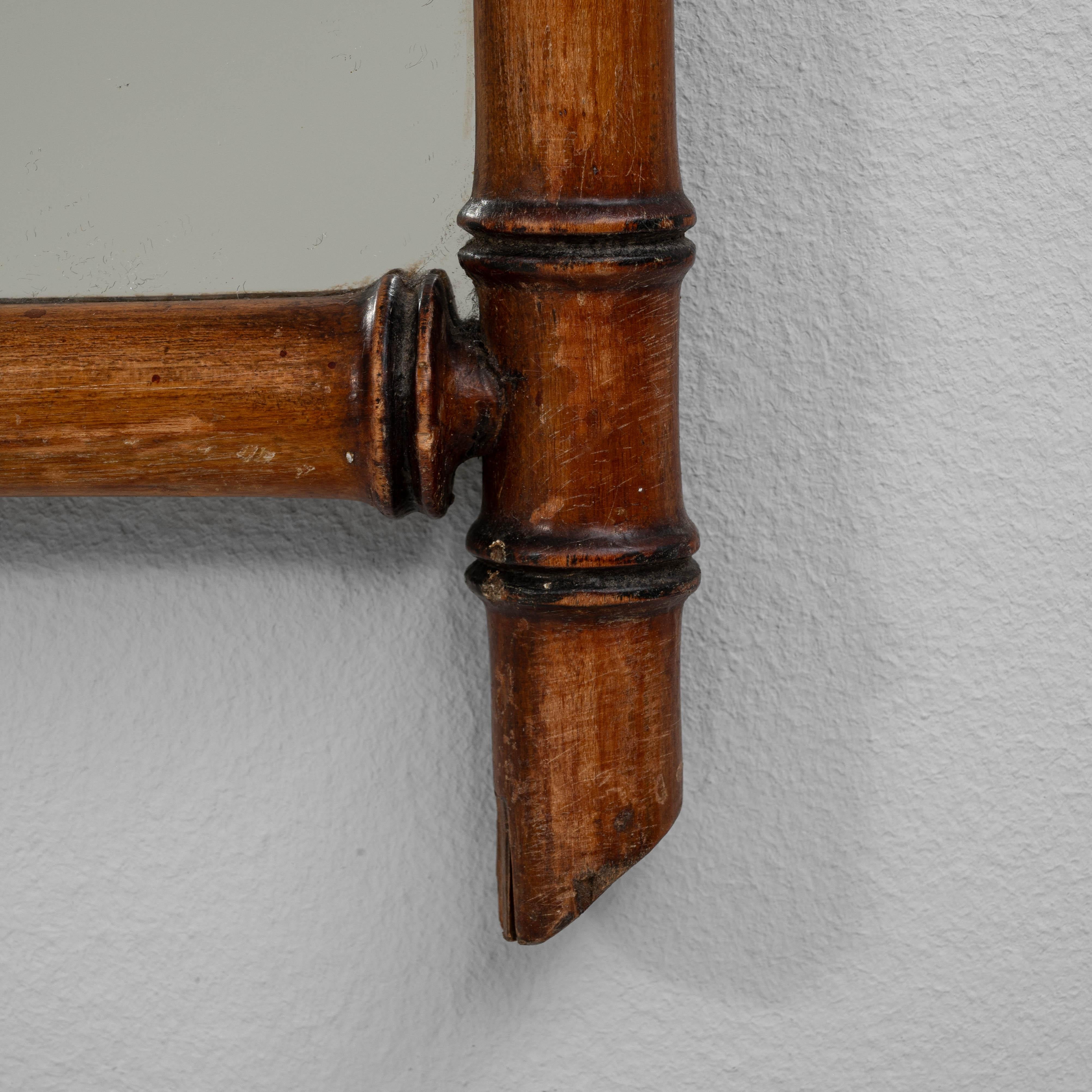 Specchio francese in finto bambù del XIX secolo in vendita 5