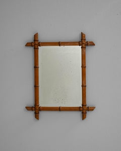 19th Century French Faux Bamboo Wall Mirror with Antique Wood Frame