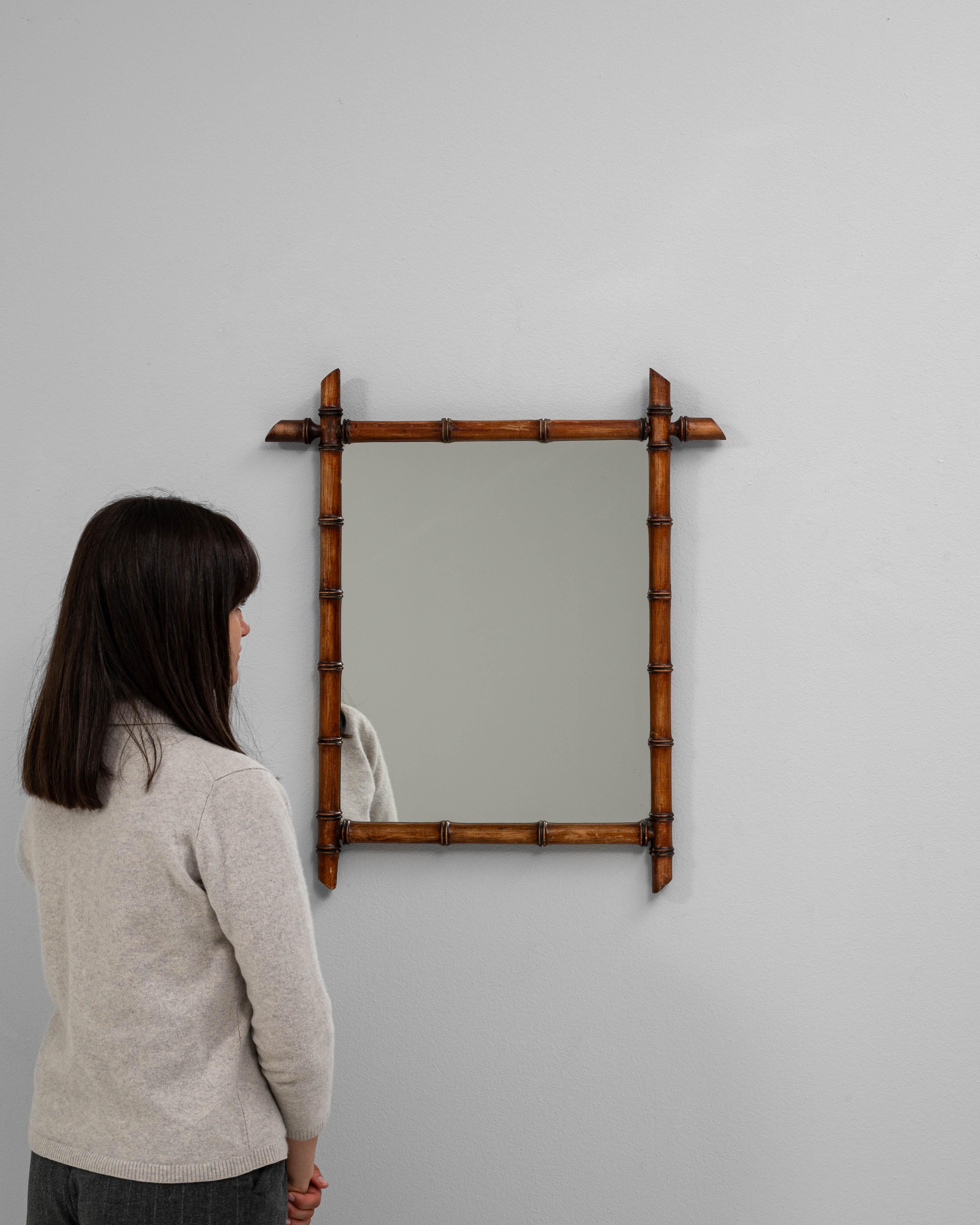 Francese Specchio francese in finto bambù del XIX secolo in vendita