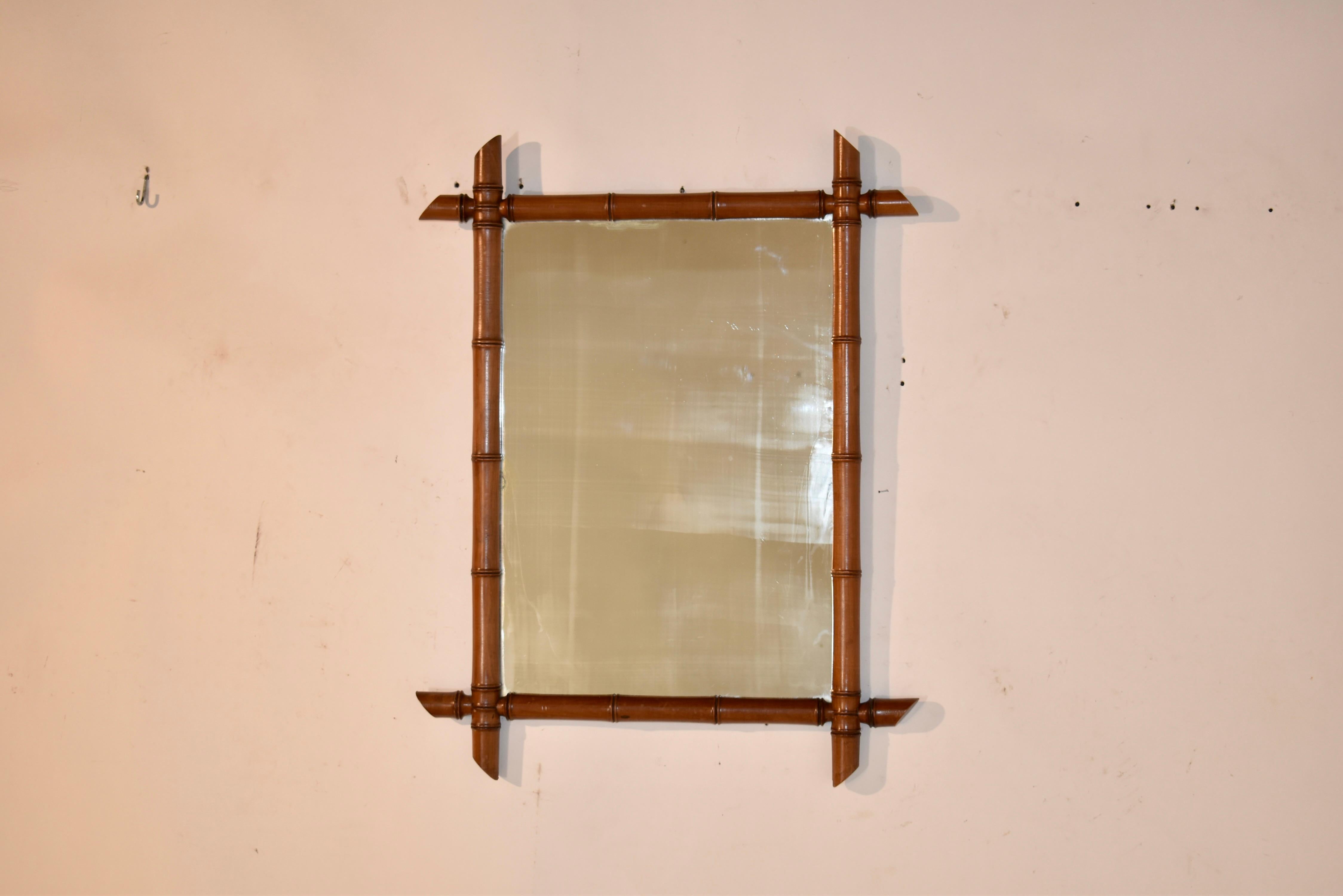 Art Nouveau 19th Century French Faux Bamboo Mirror For Sale