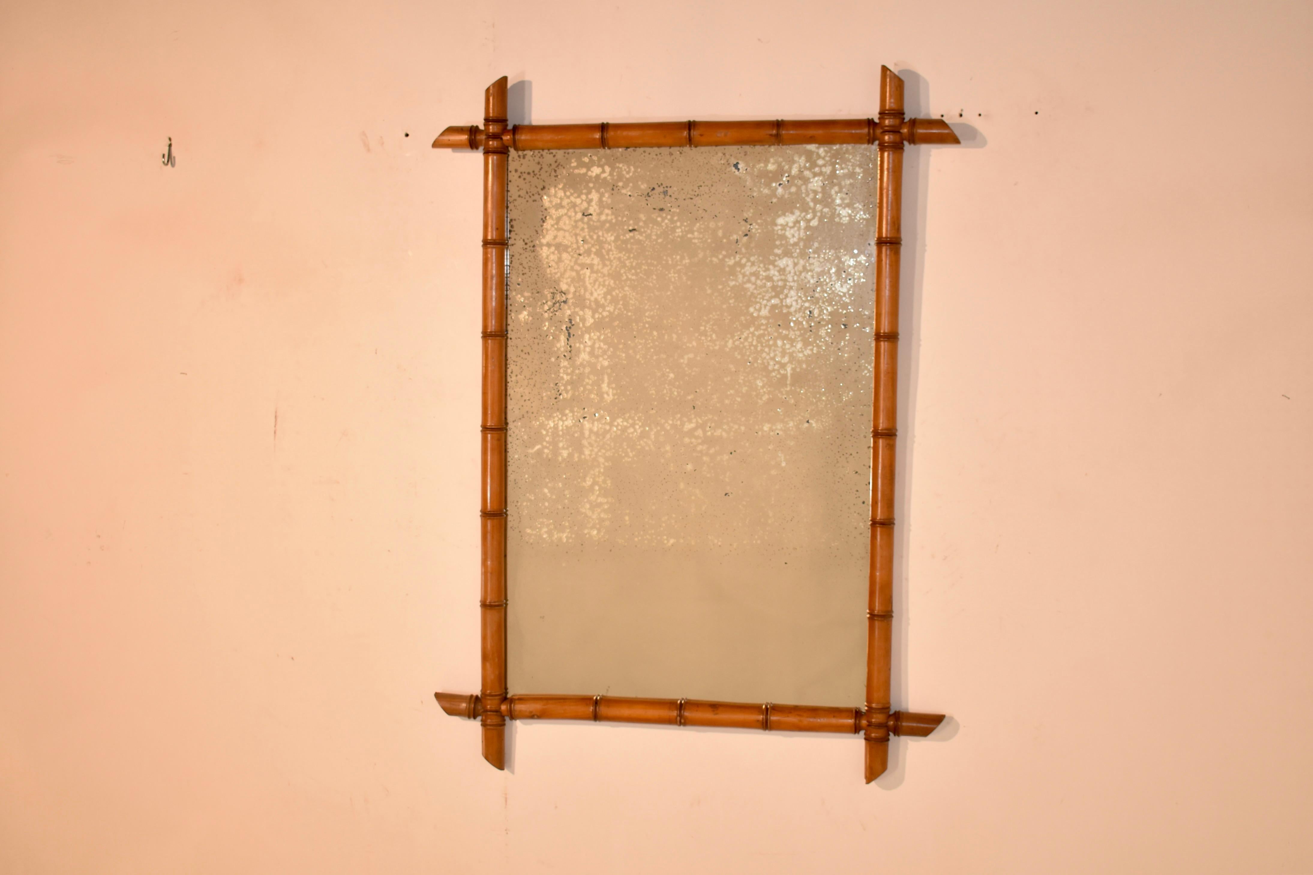 Französischer Faux-Bambus-Spiegel aus dem 19. (Art nouveau) im Angebot