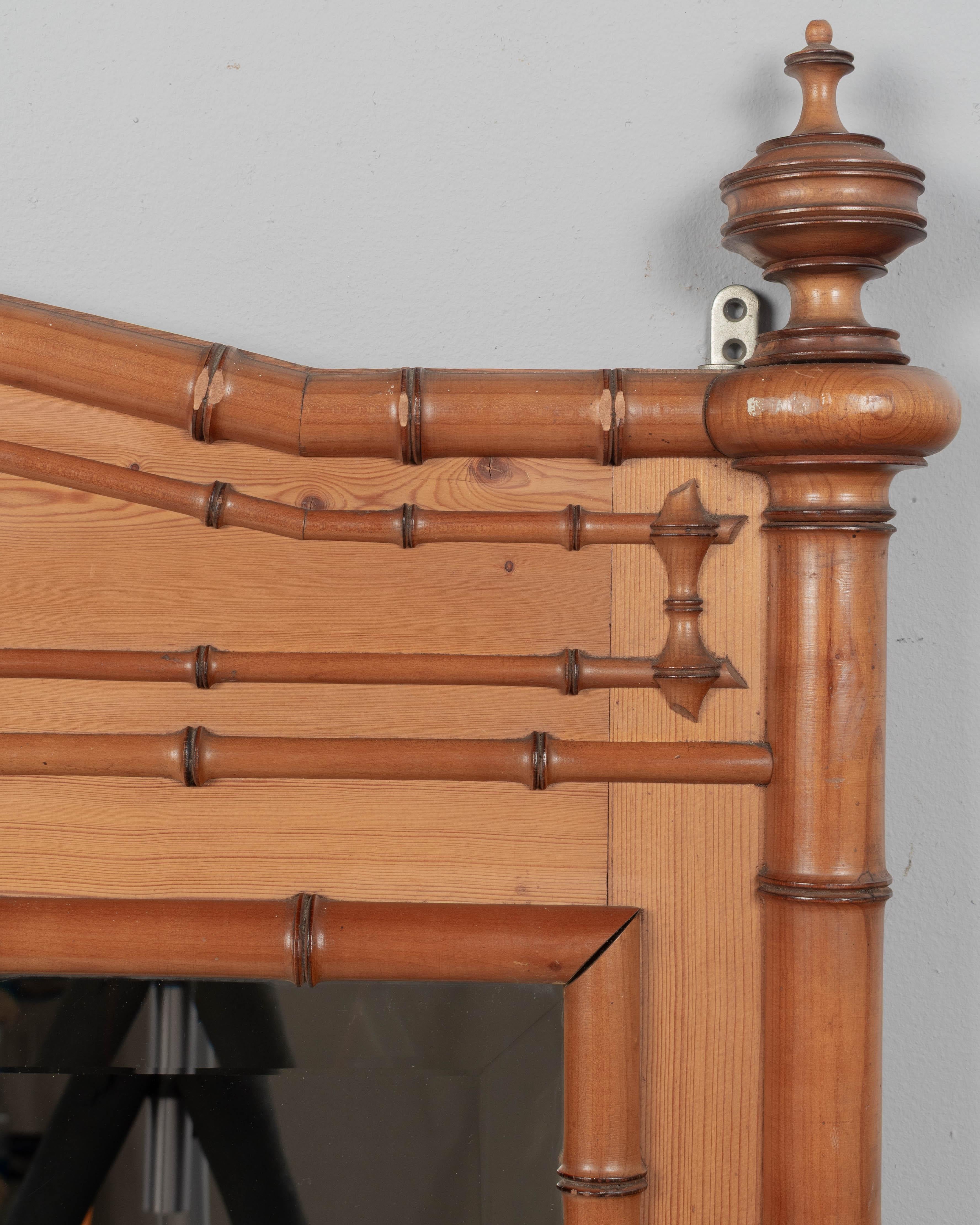 Hand-Crafted 19th Century French Faux Bamboo Mirror For Sale