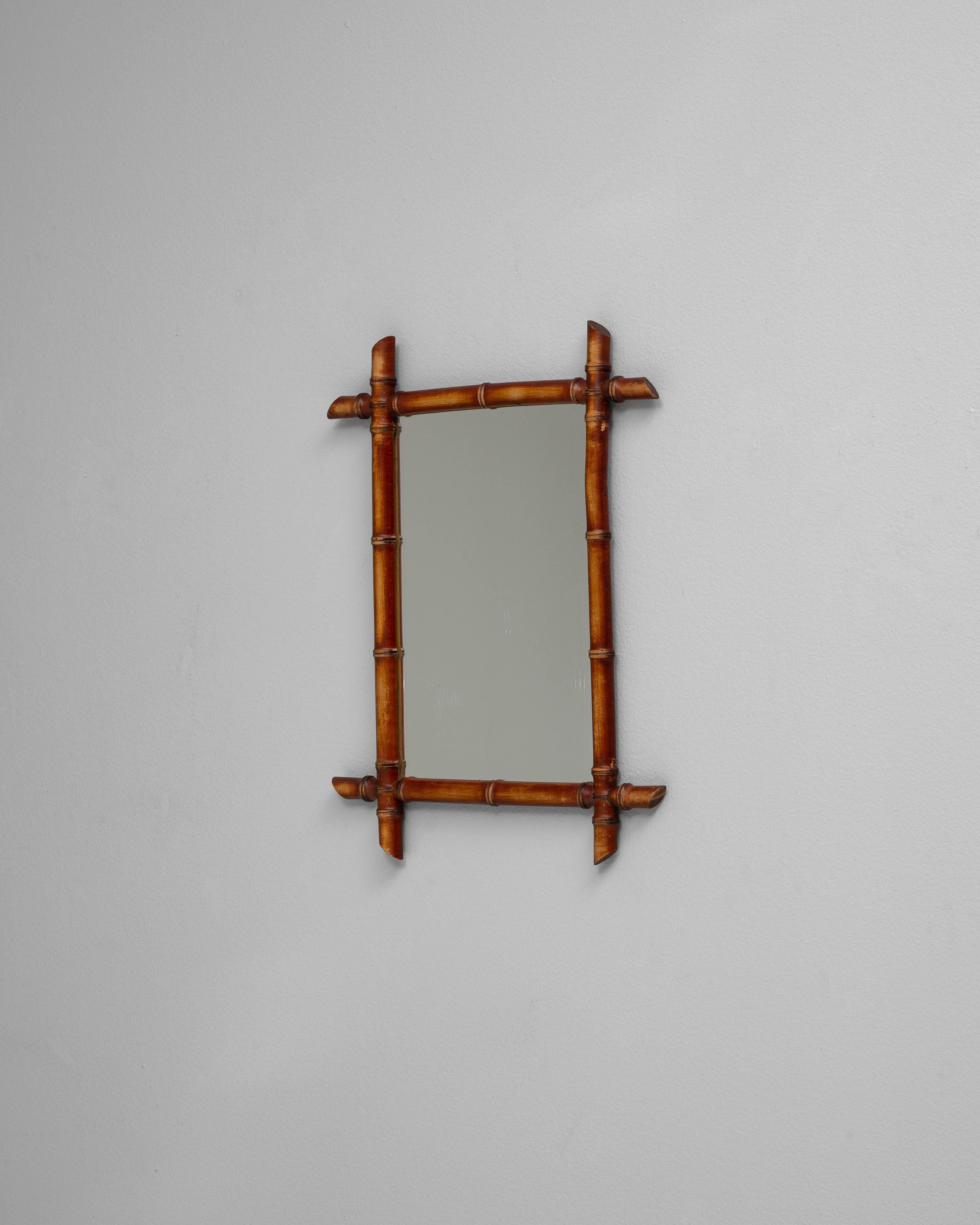 Finto bambù Specchio francese in finto bambù del XIX secolo in vendita