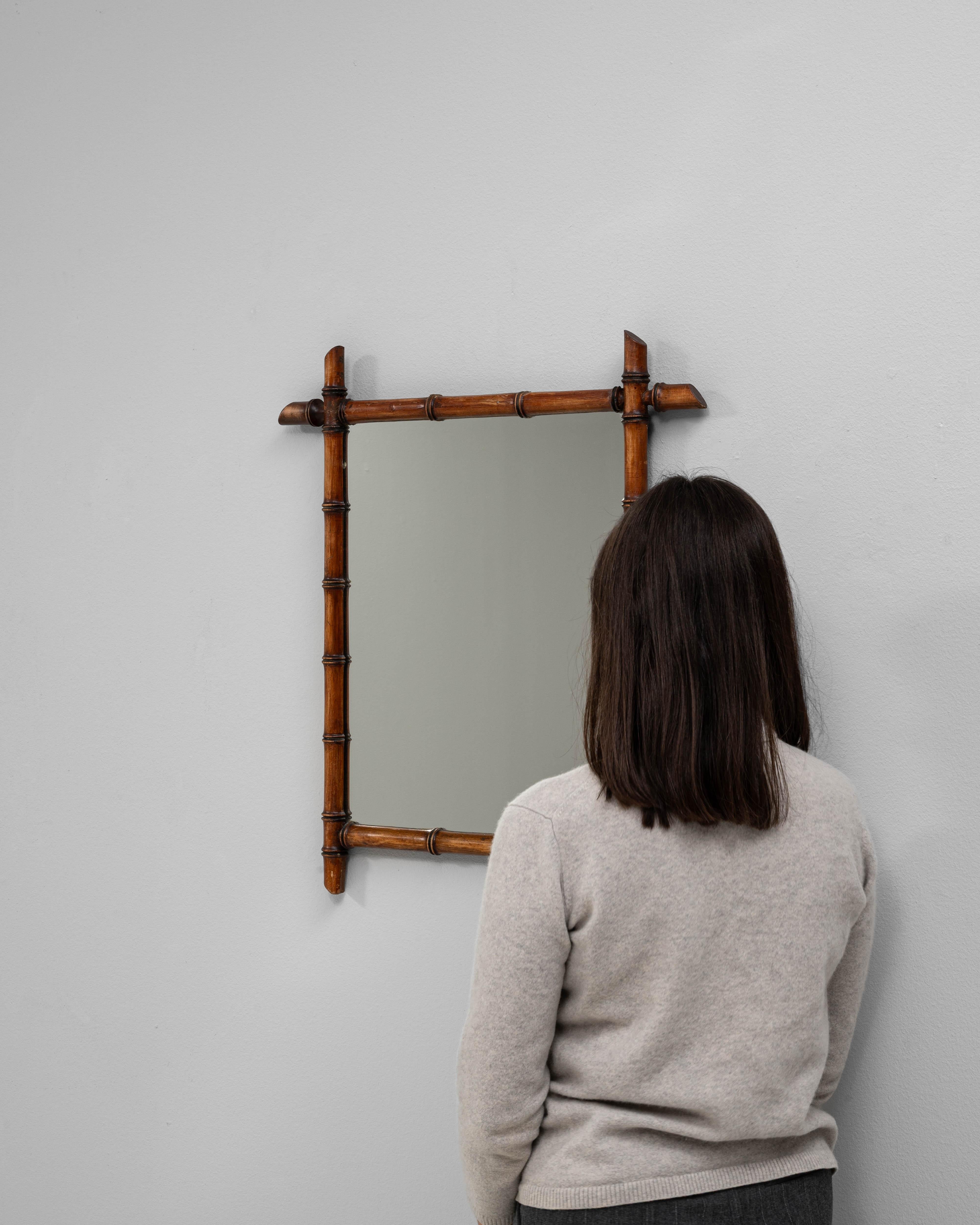 Finto bambù Specchio francese in finto bambù del XIX secolo in vendita