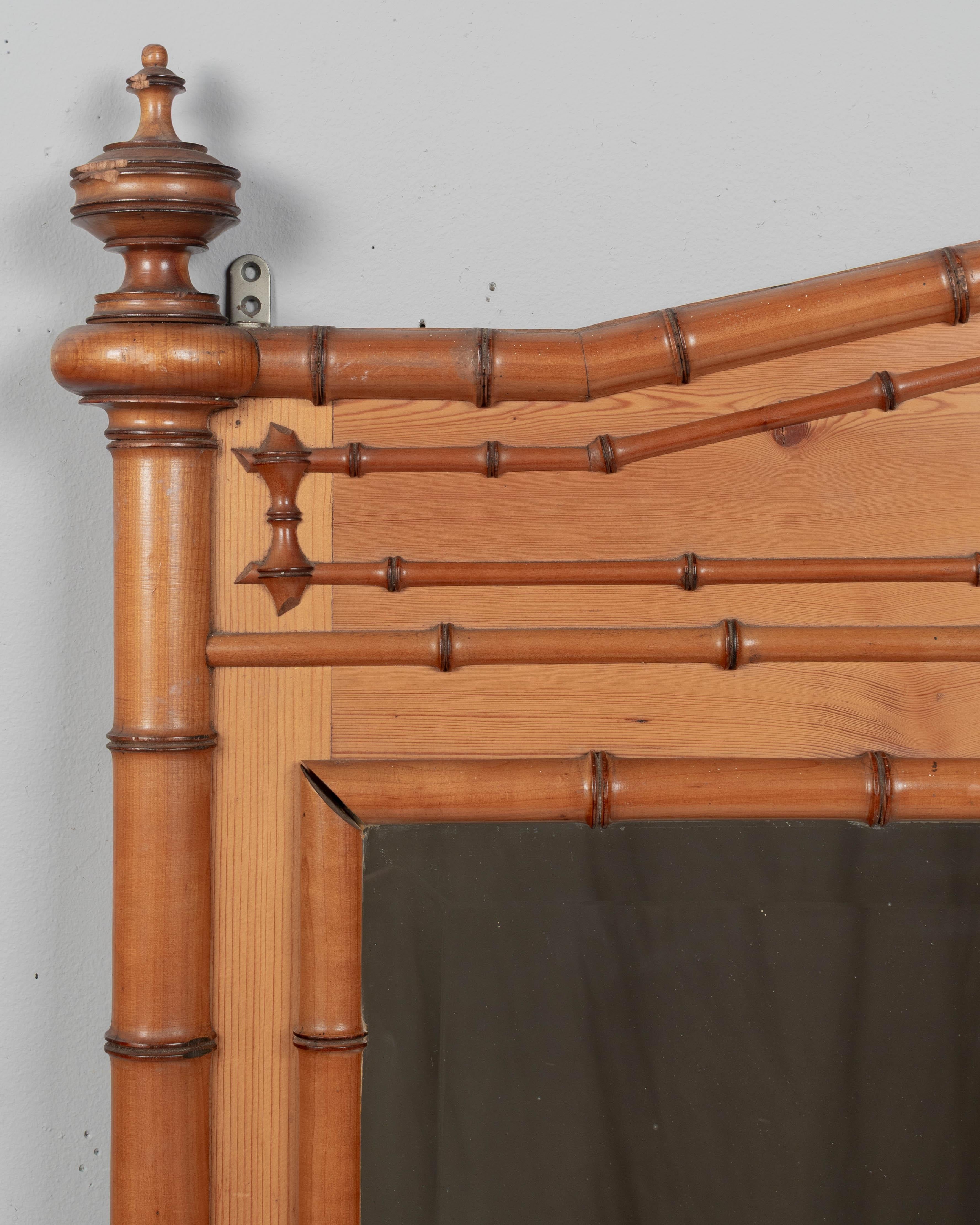 19th Century French Faux Bamboo Mirror In Good Condition For Sale In Winter Park, FL