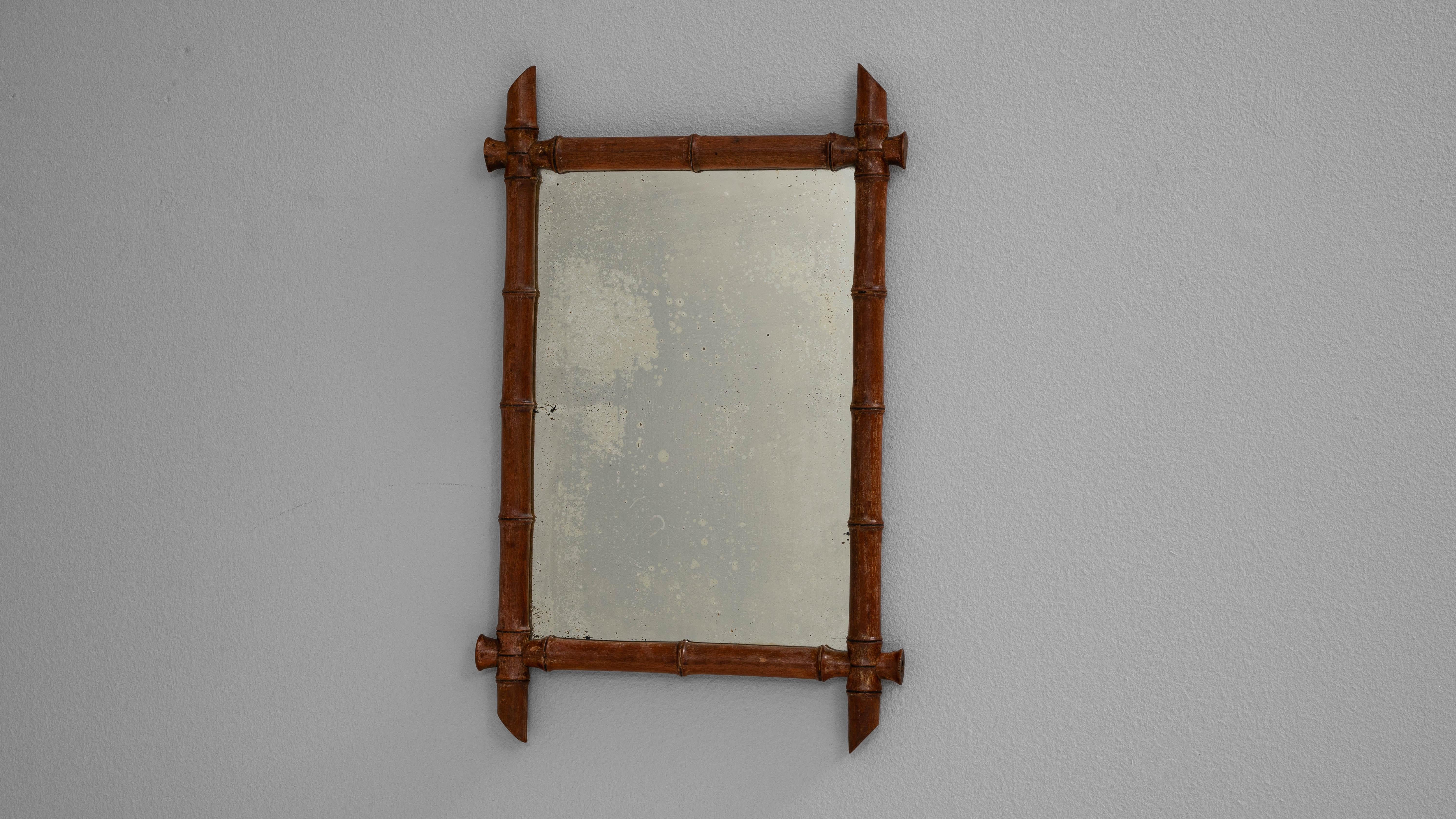Imitation bambou Miroir français du 19ème siècle en faux bambou en vente