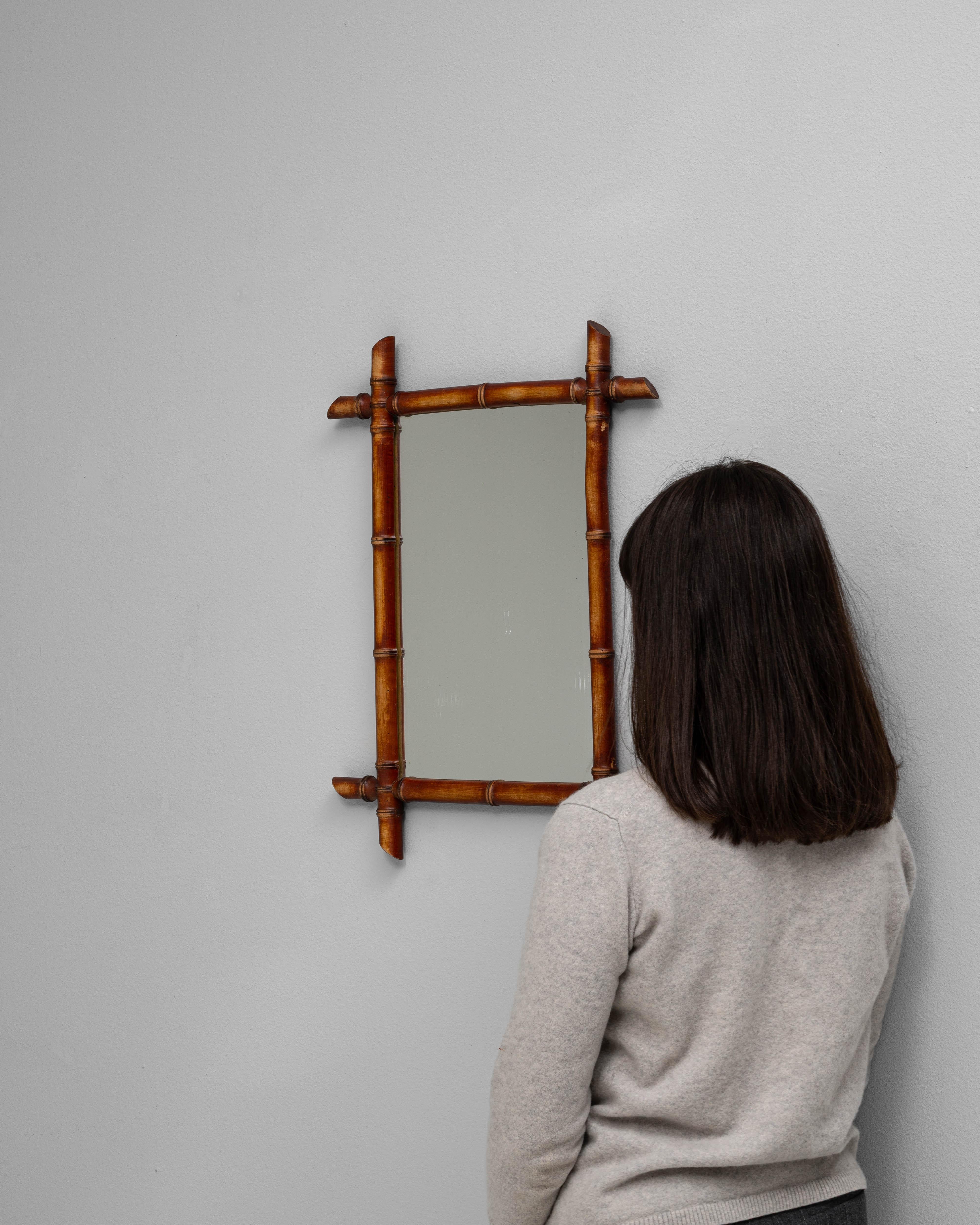 Specchio francese in finto bambù del XIX secolo in vendita 1