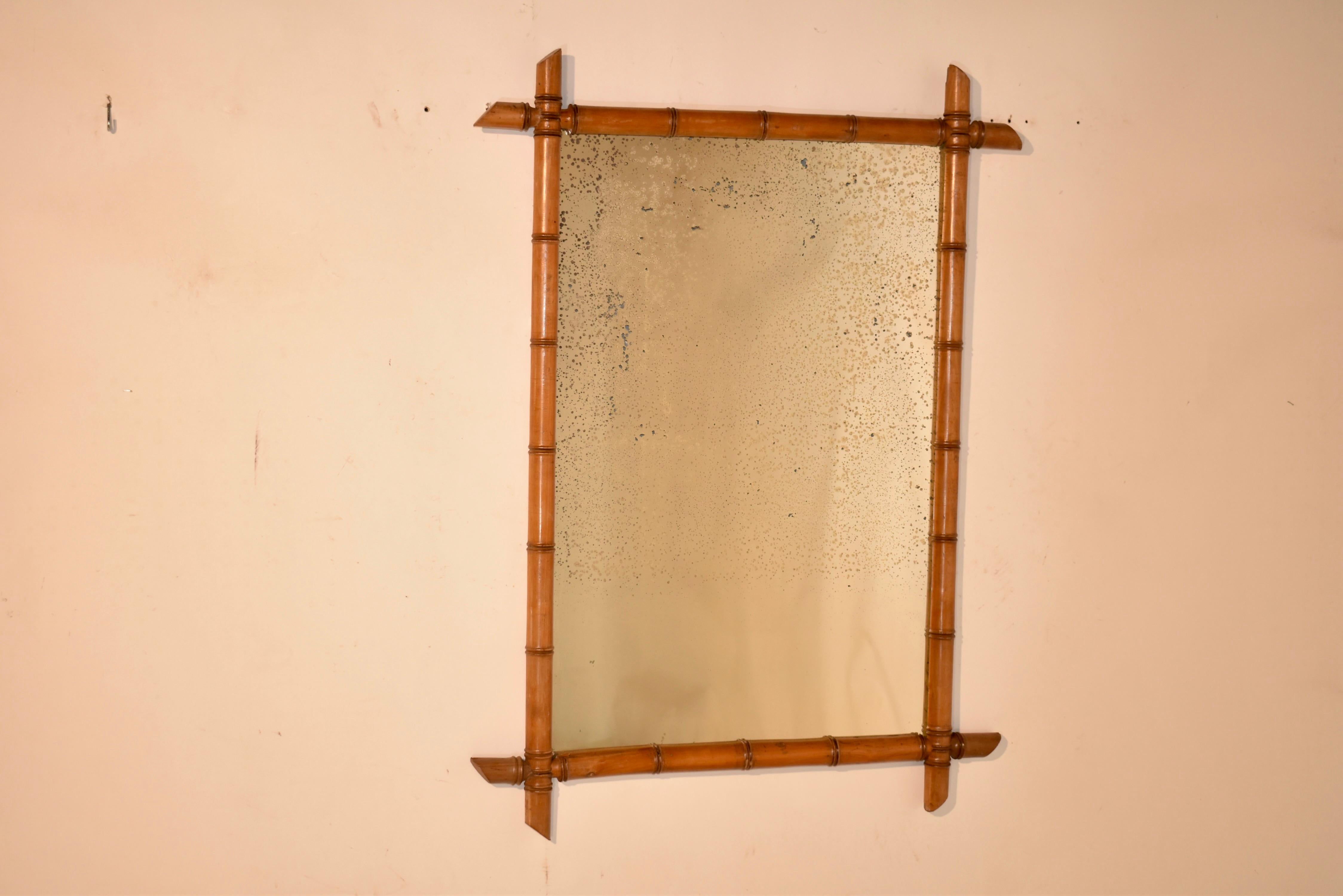 Miroir français du 19ème siècle en faux bambou en vente 1