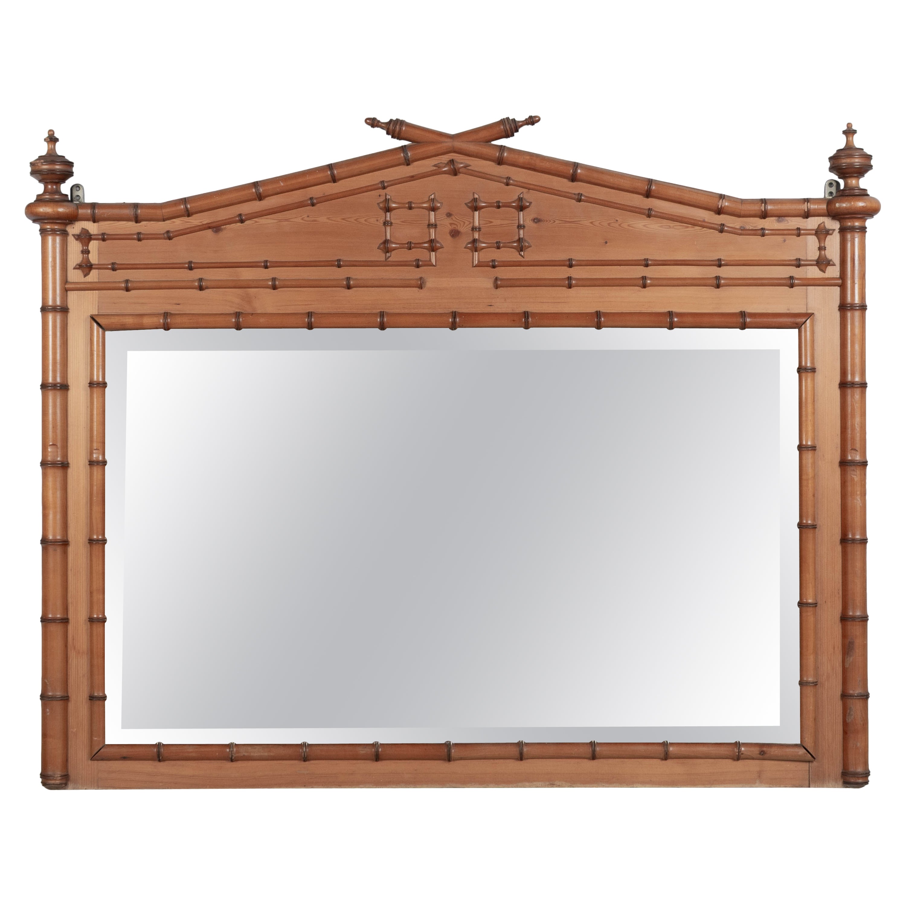 19th Century French Faux Bamboo Mirror For Sale