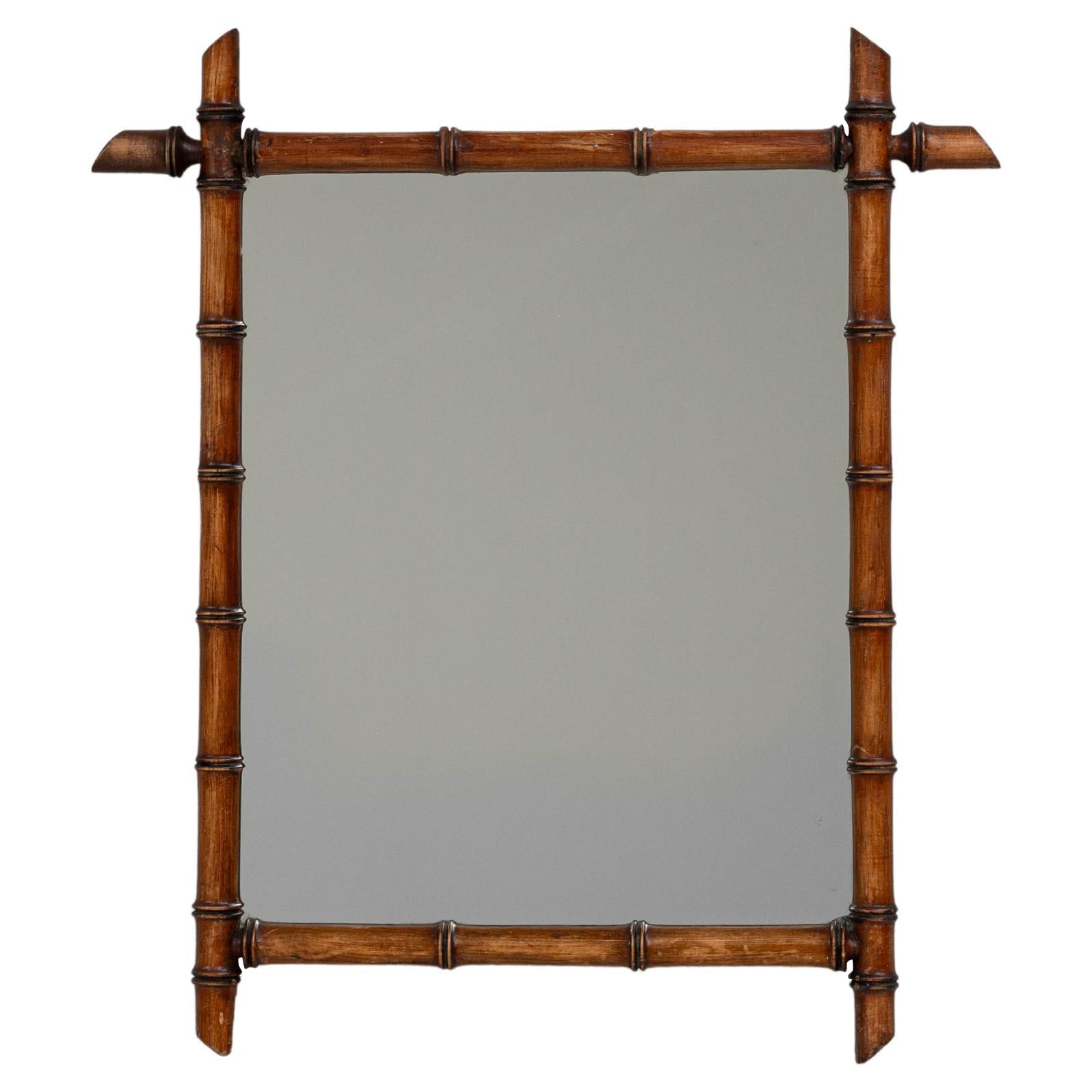 Specchio francese in finto bambù del XIX secolo