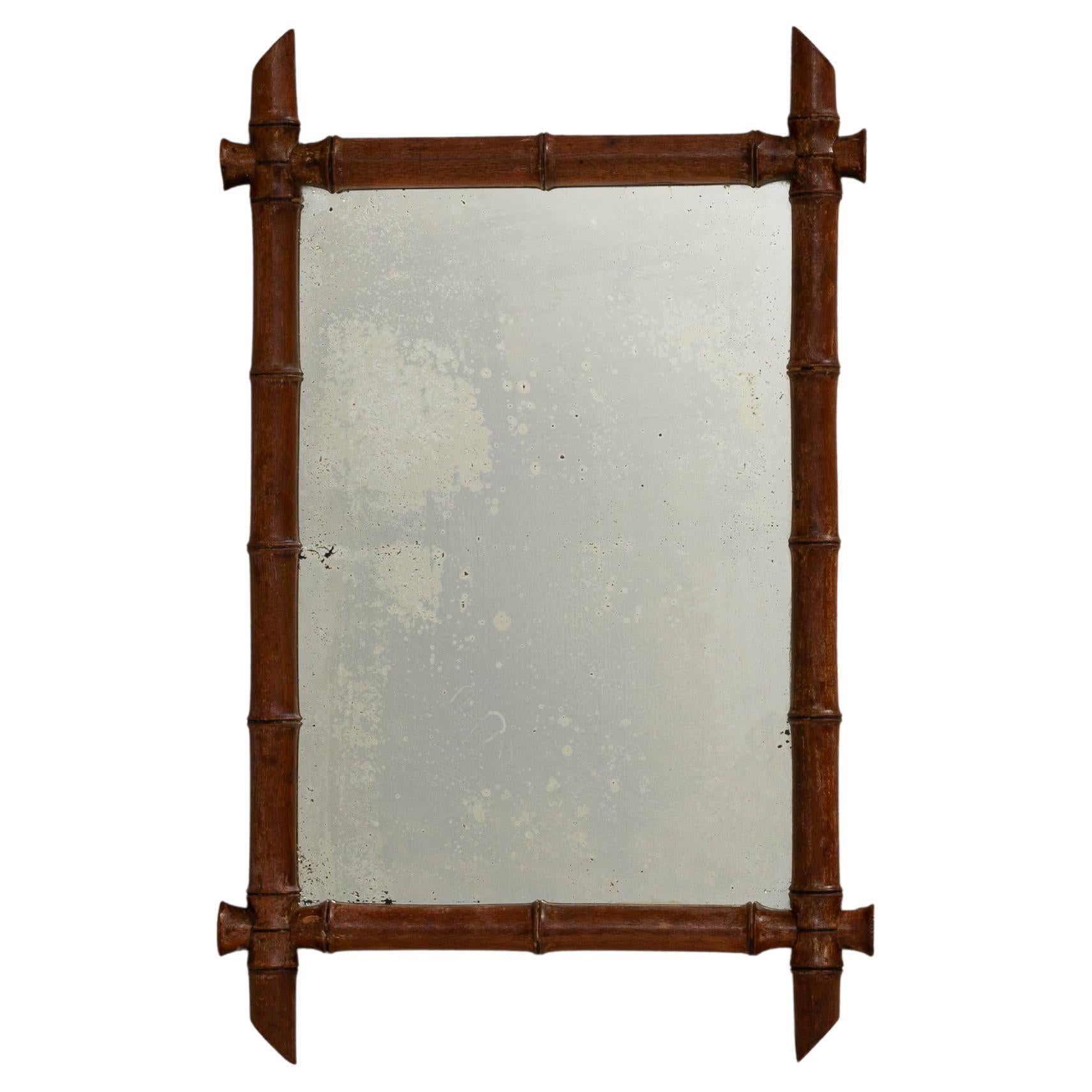 Miroir français du 19ème siècle en faux bambou en vente