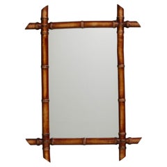 Specchio francese in finto bambù del XIX secolo