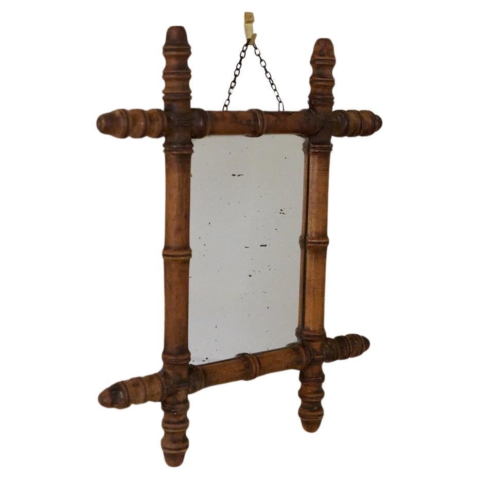 19th Century French Faux Bamboo Mirror en venta