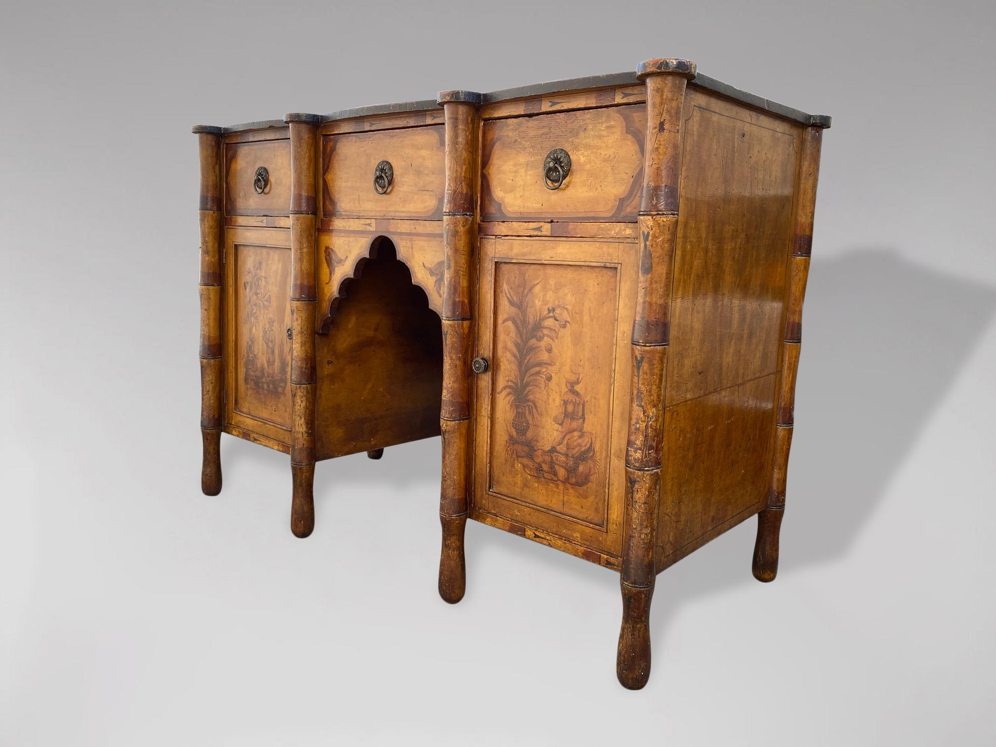 19th Century French Faux Bamboo Painted Dresser In Fair Condition In Petworth,West Sussex, GB