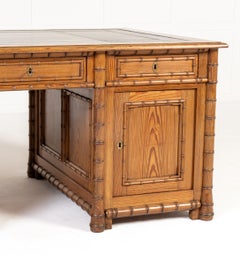 19th Century French Faux Bamboo Partners Desk