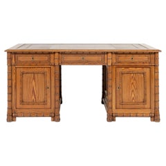 19th Century French Faux Bamboo Partners Desk