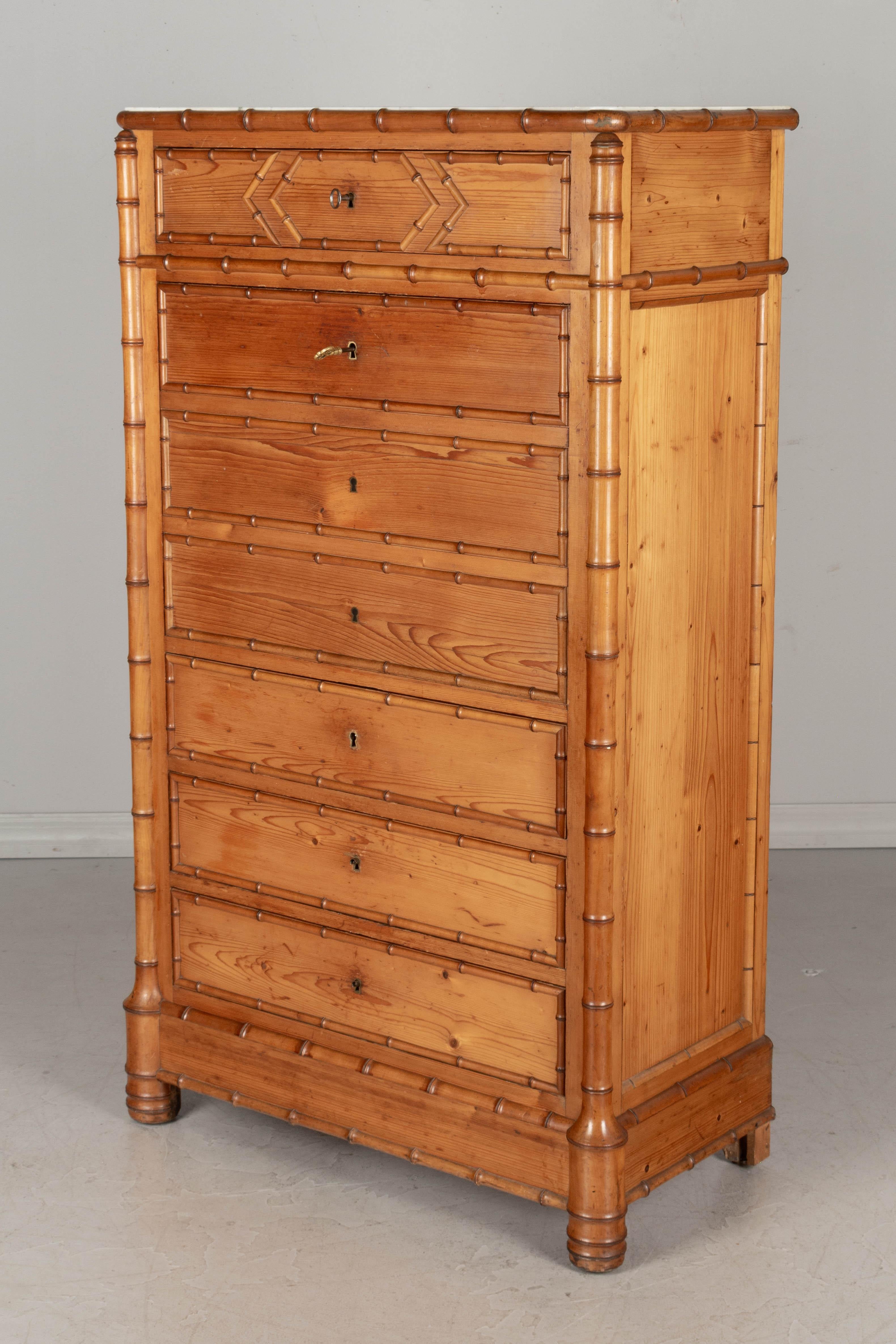 Country 19th Century French Faux Bamboo Secretaire
