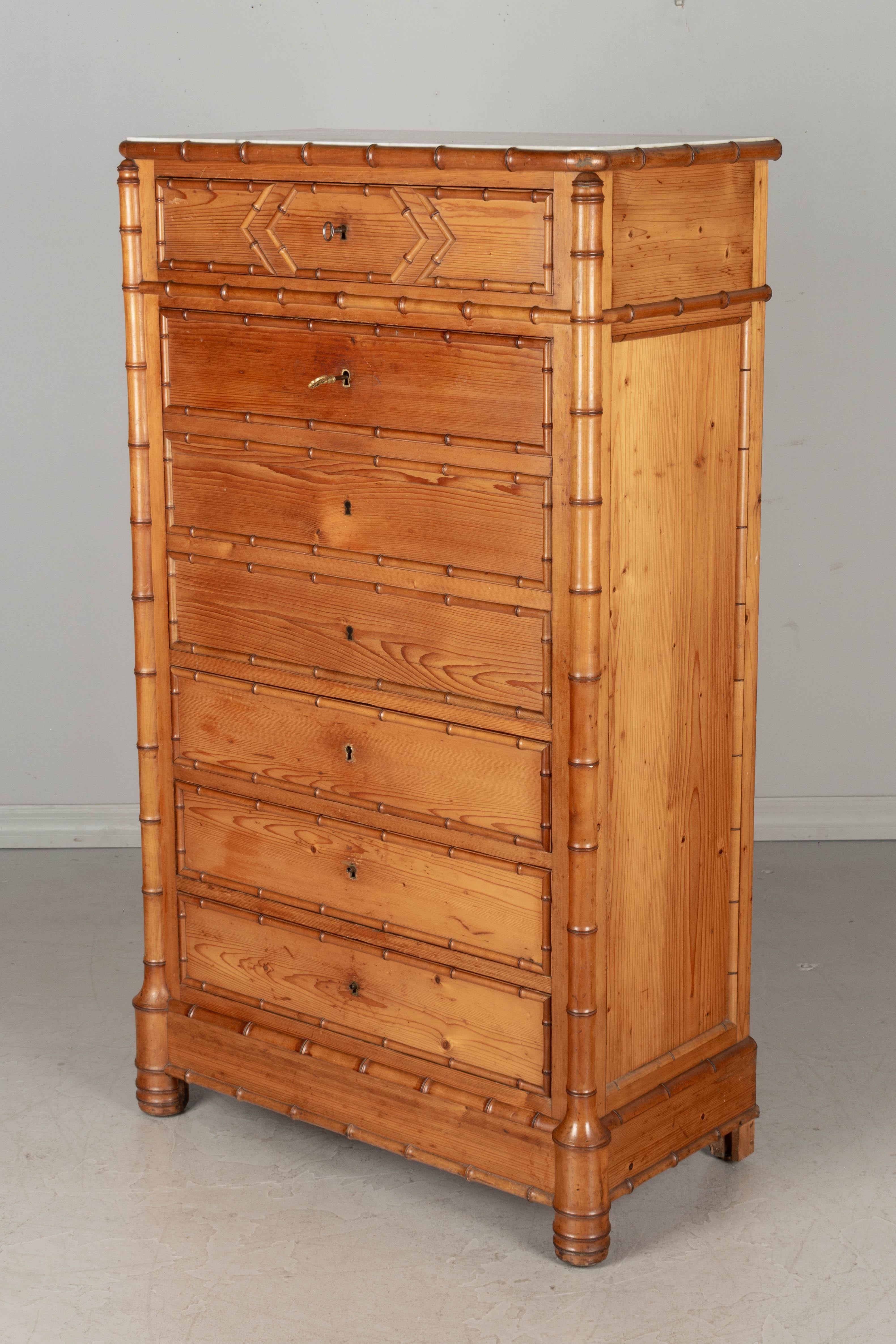 Hand-Crafted 19th Century French Faux Bamboo Secretaire