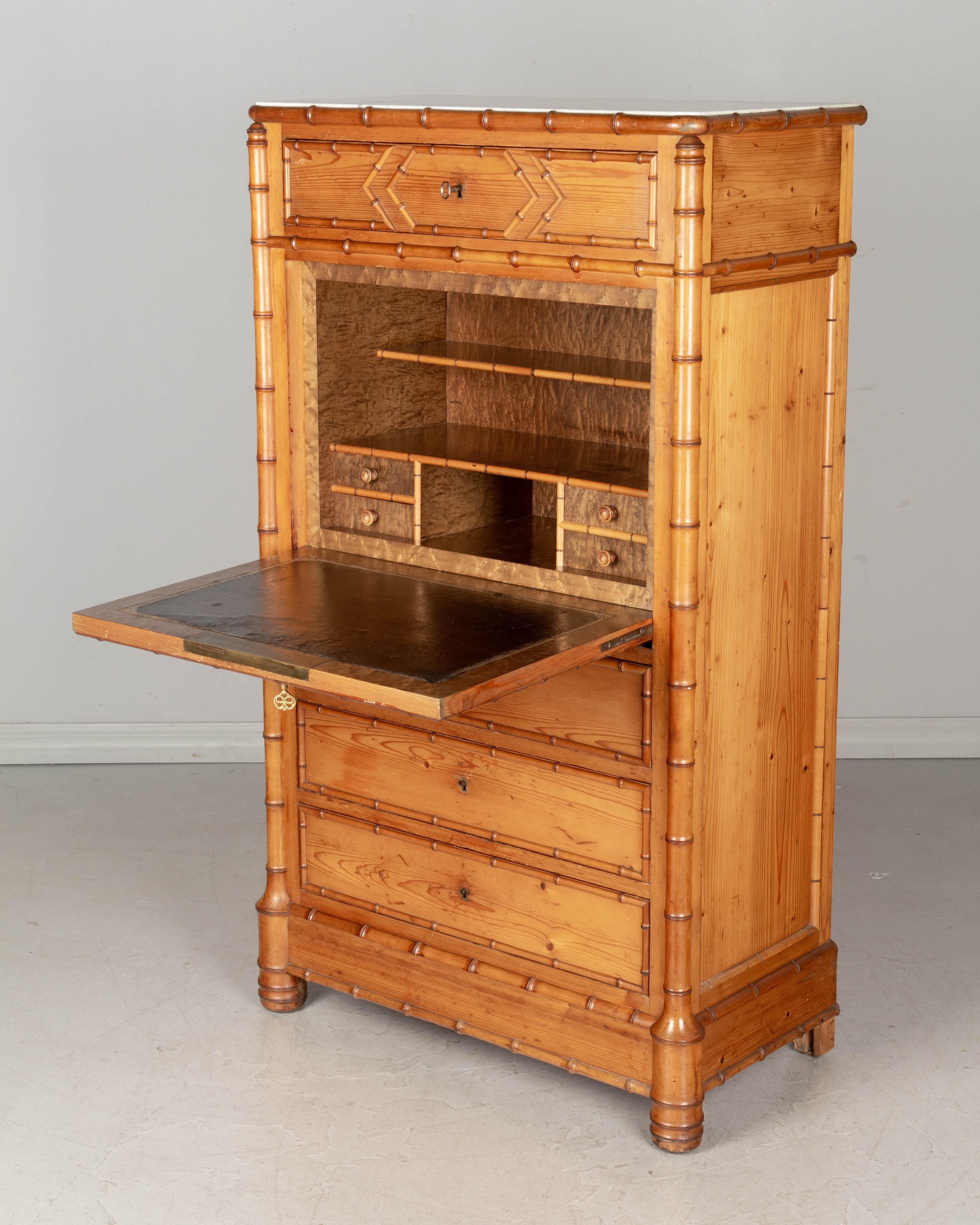 19th Century French Faux Bamboo Secretaire In Good Condition In Winter Park, FL