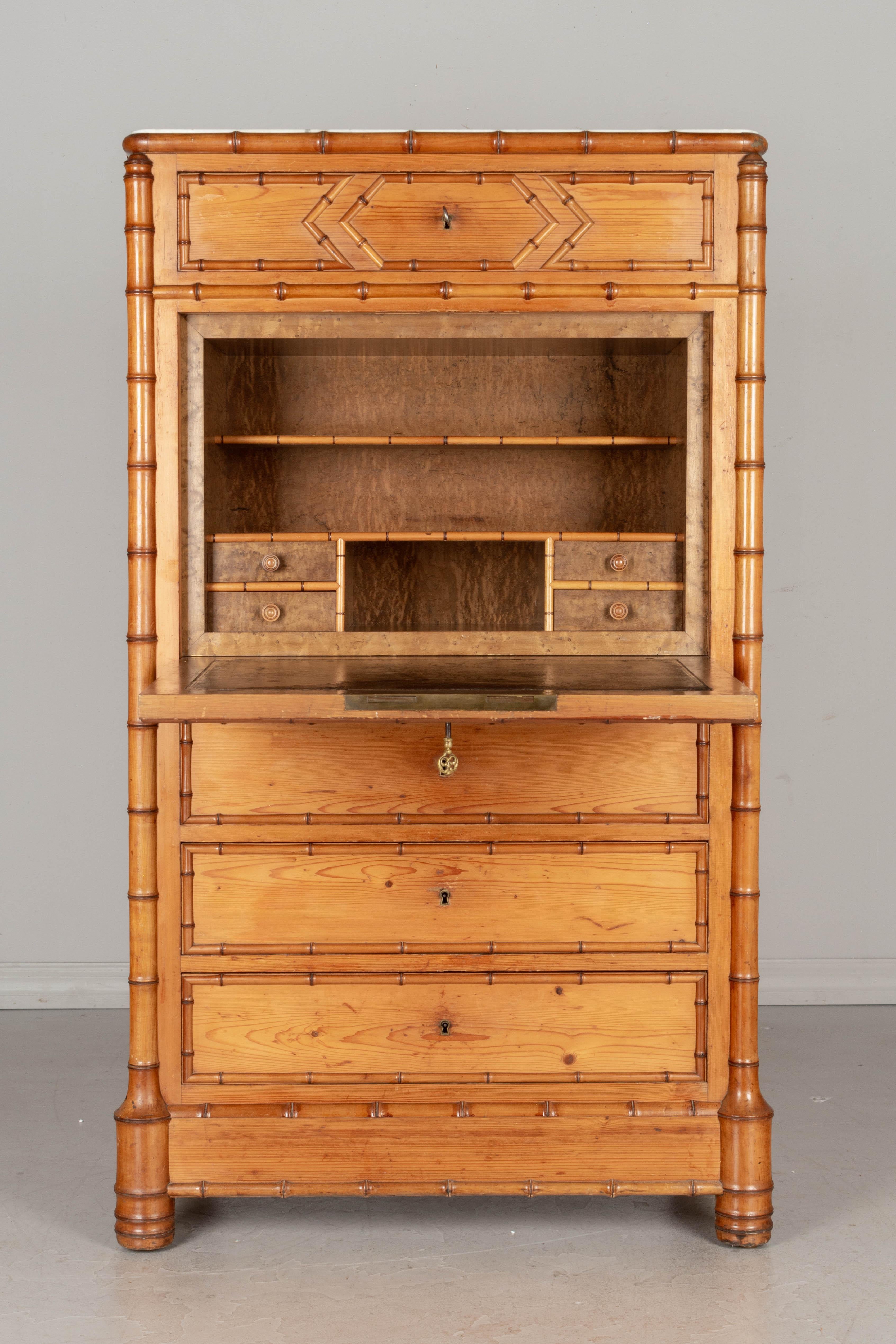 19th Century French Faux Bamboo Secretaire 1