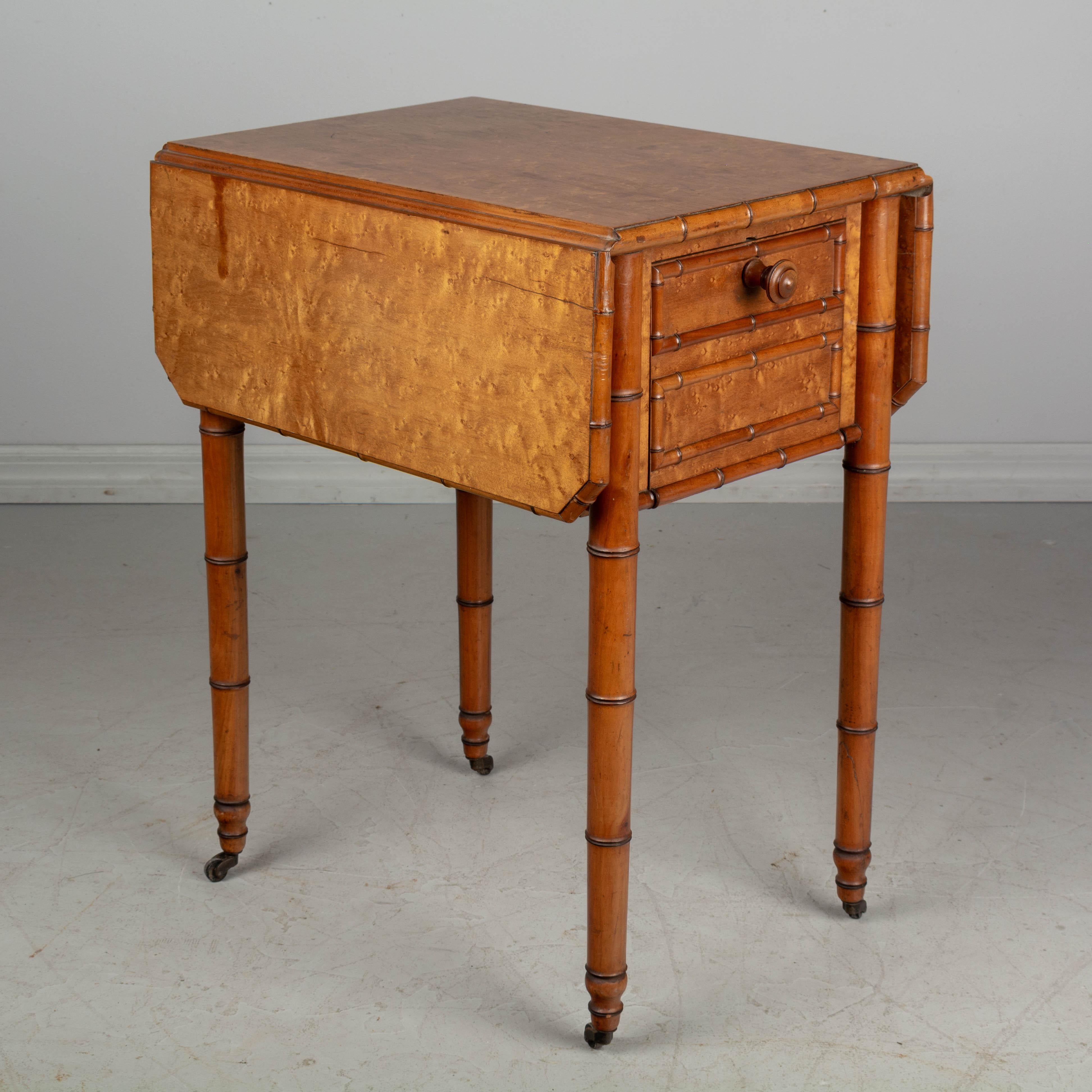French Provincial 19th Century French Faux Bamboo Side Table