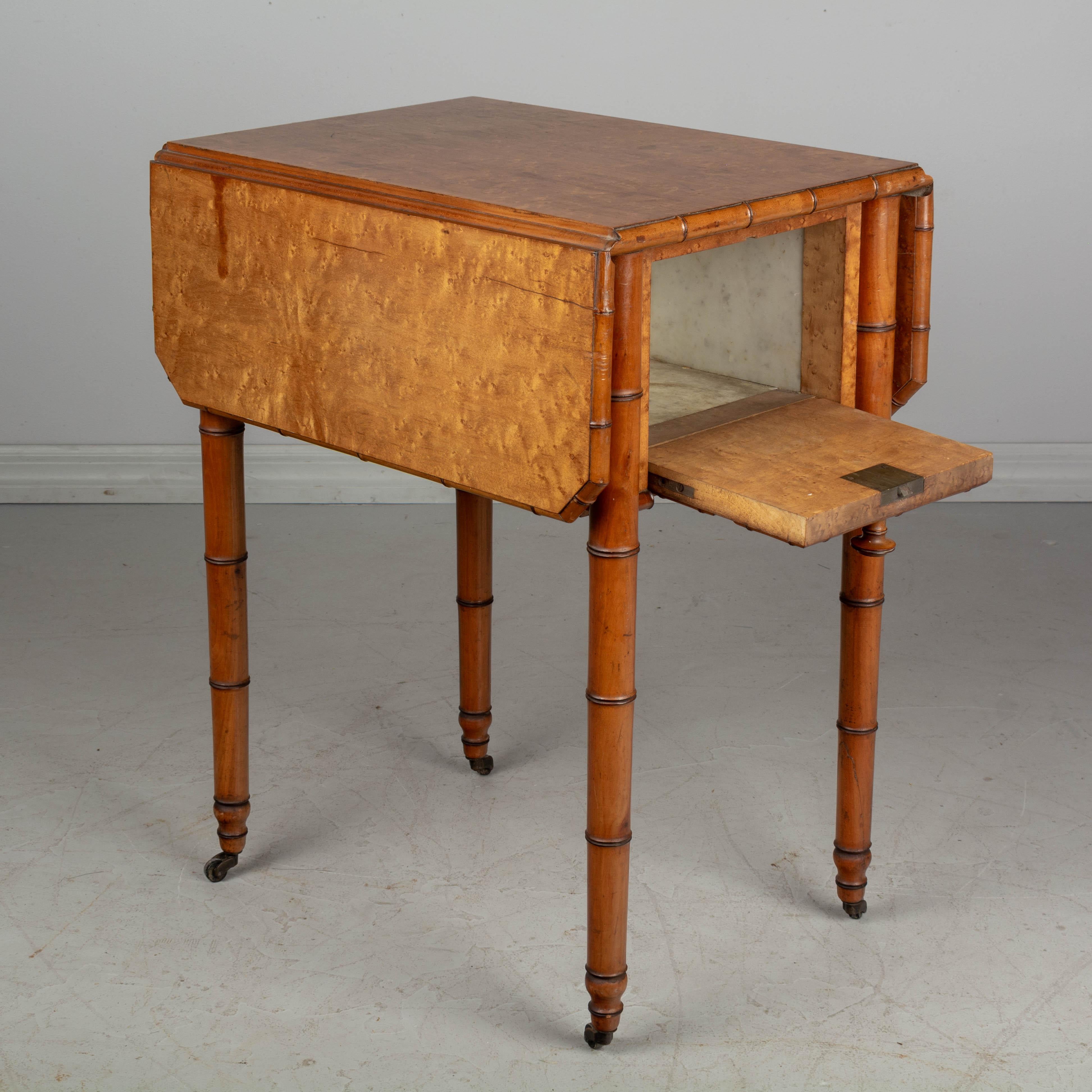 Hand-Crafted 19th Century French Faux Bamboo Side Table