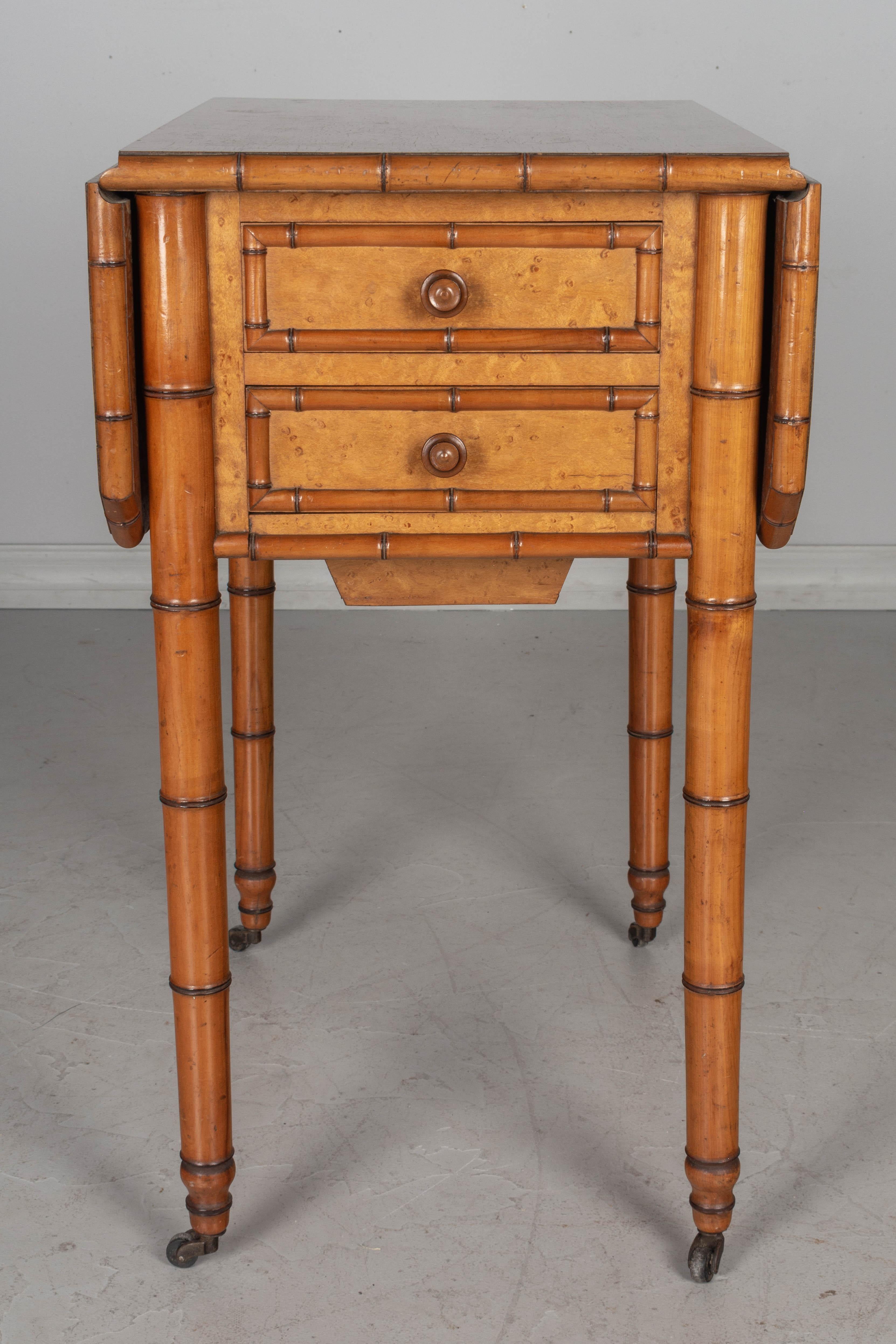 Cherry 19th Century French Faux Bamboo Side Table