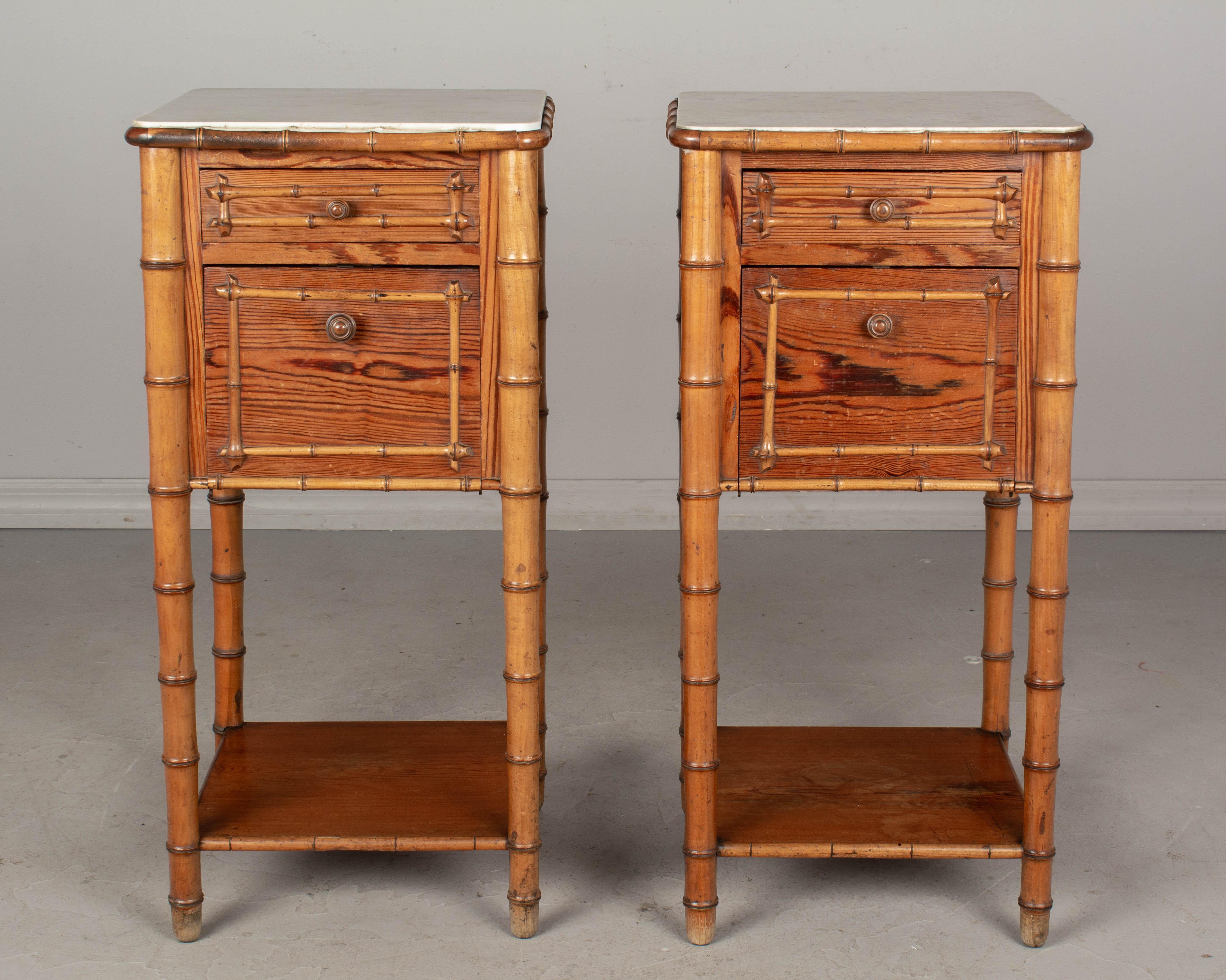 19th Century French Faux Bamboo Side Tables, a Pair In Good Condition In Winter Park, FL