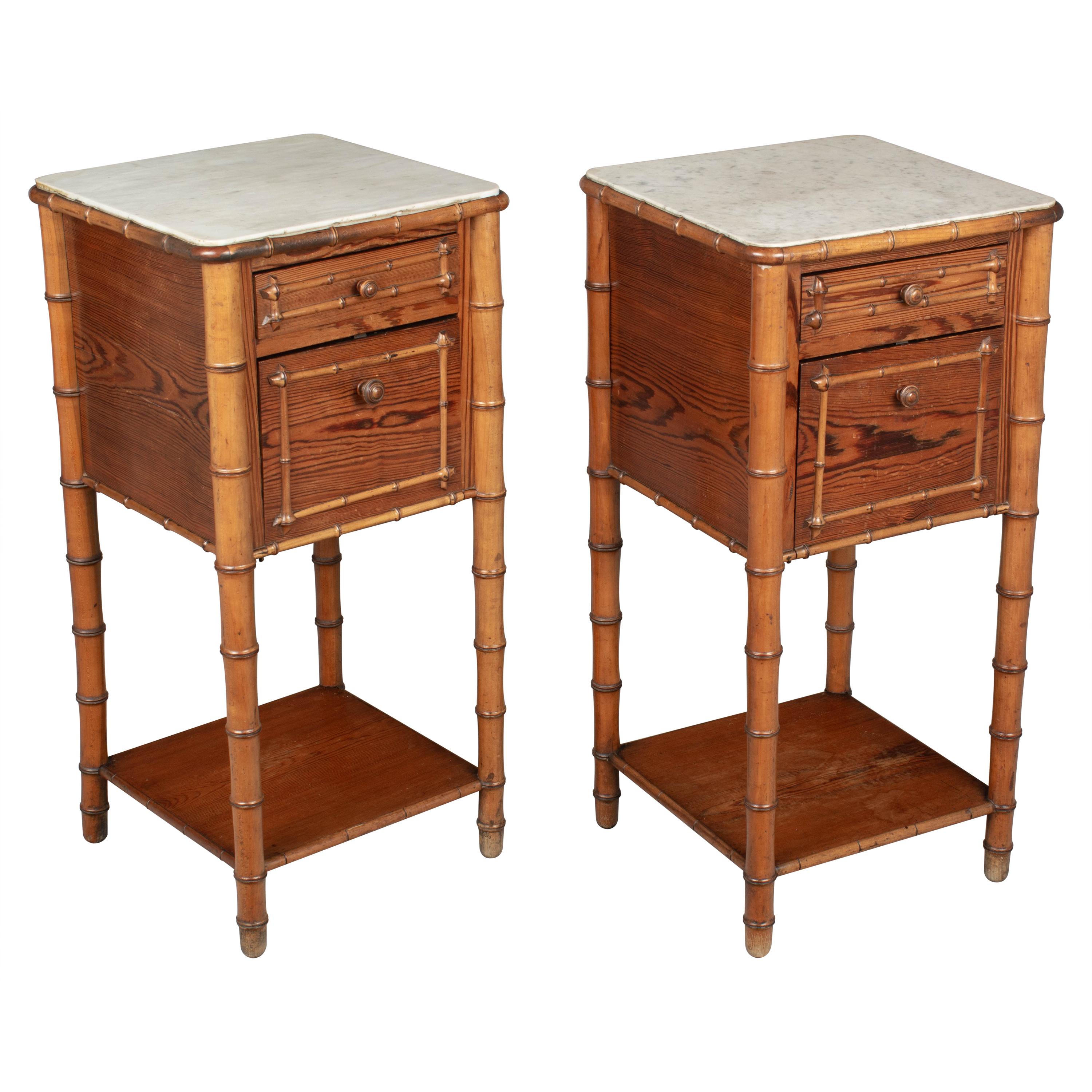 19th Century French Faux Bamboo Side Tables, a Pair
