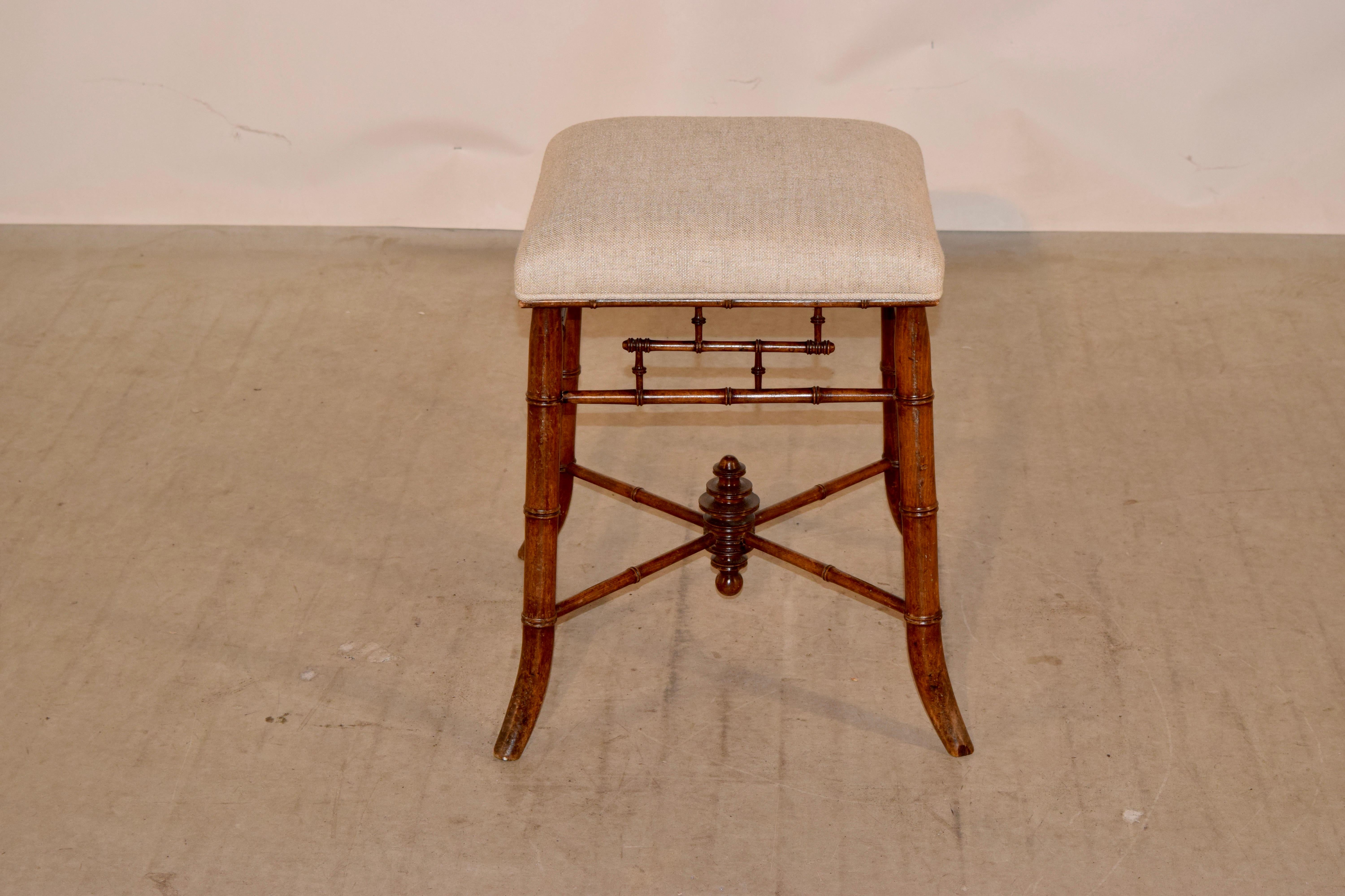 Art Nouveau 19th Century French Faux Bamboo Stool