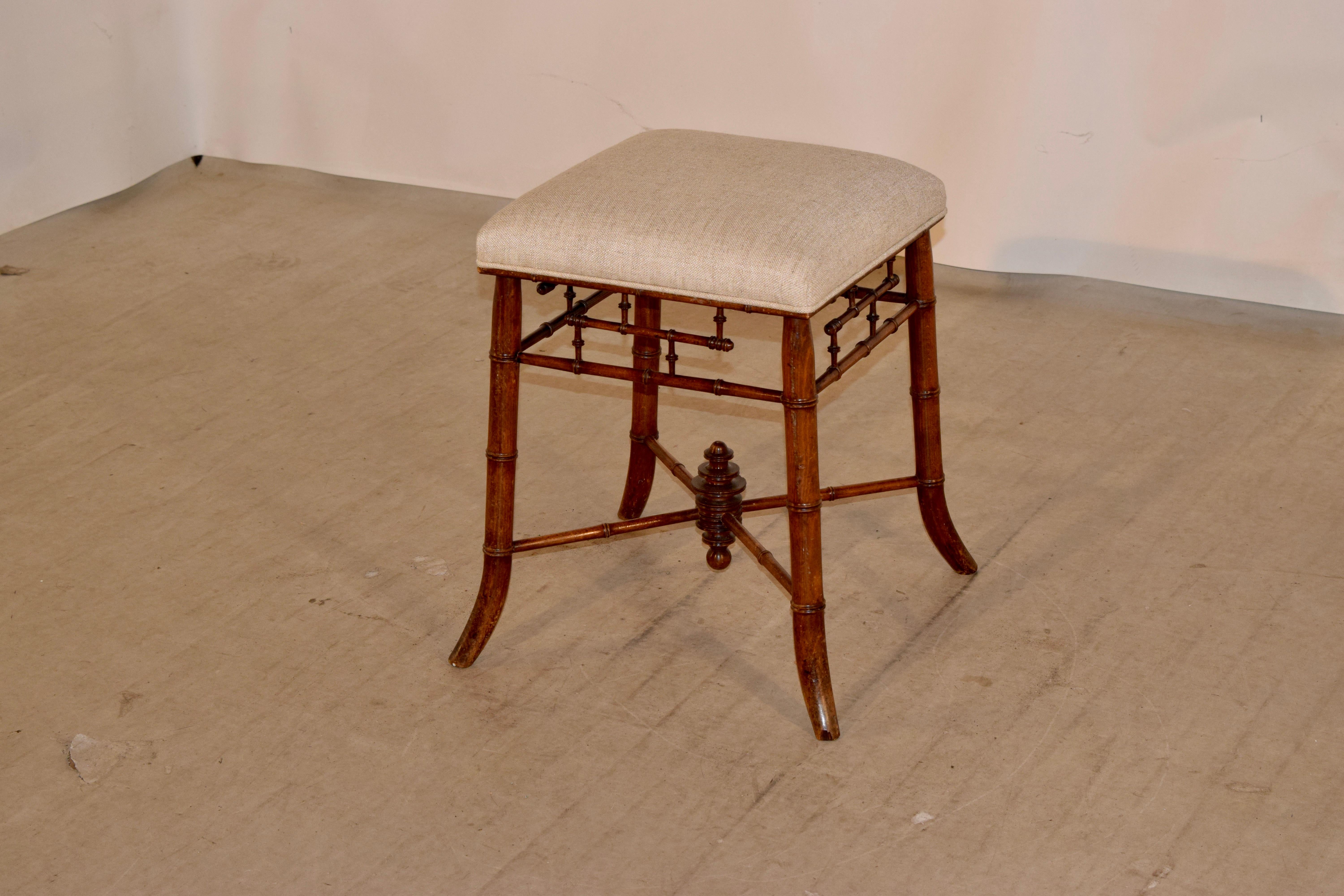 19th Century French Faux Bamboo Stool In Good Condition In High Point, NC
