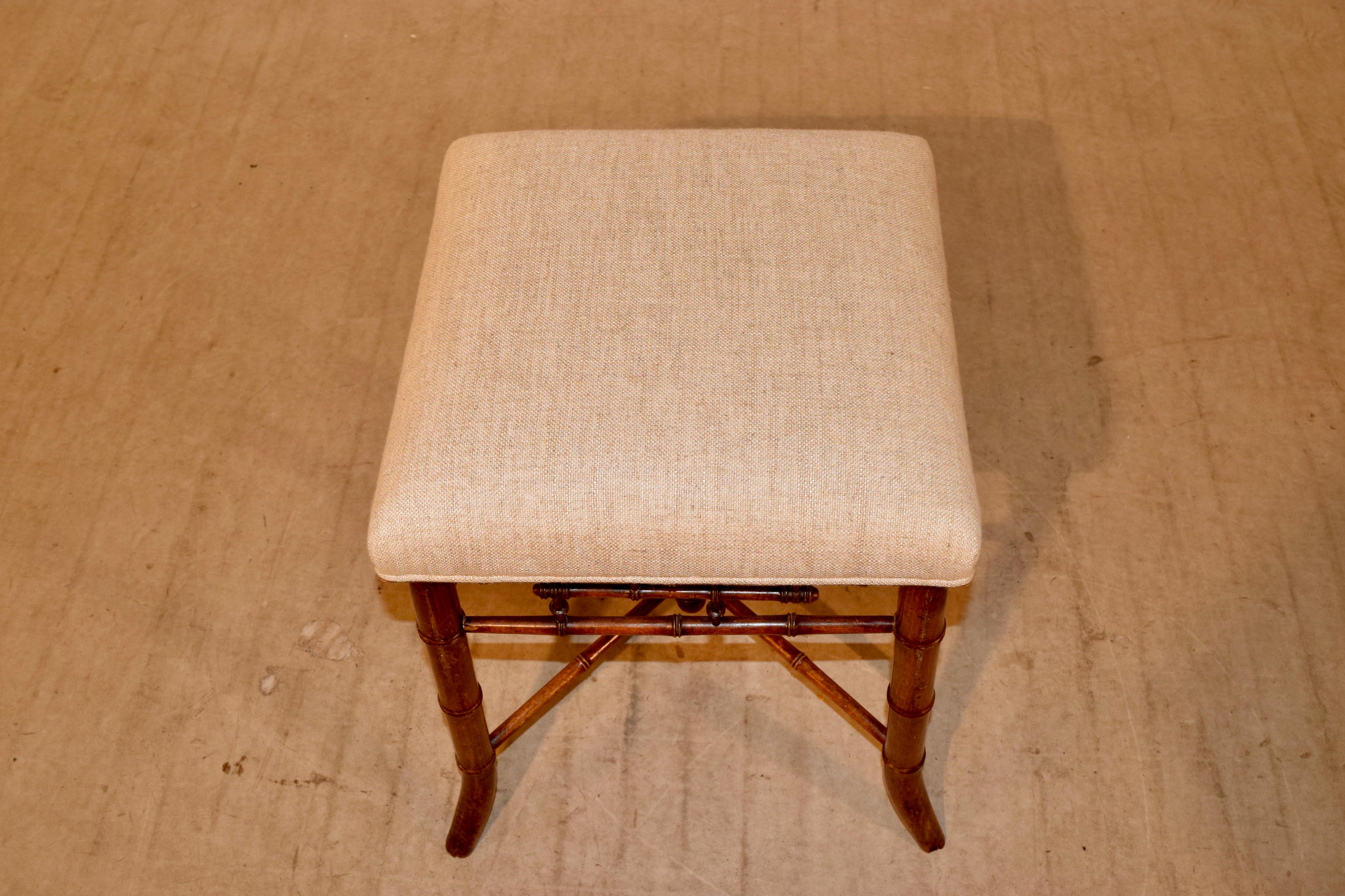 19th Century French Faux Bamboo Stool 2