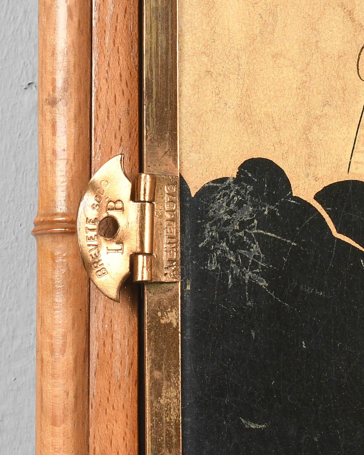 Ottone Specchio a tre ante in finto bambù francese del XIX secolo in vendita