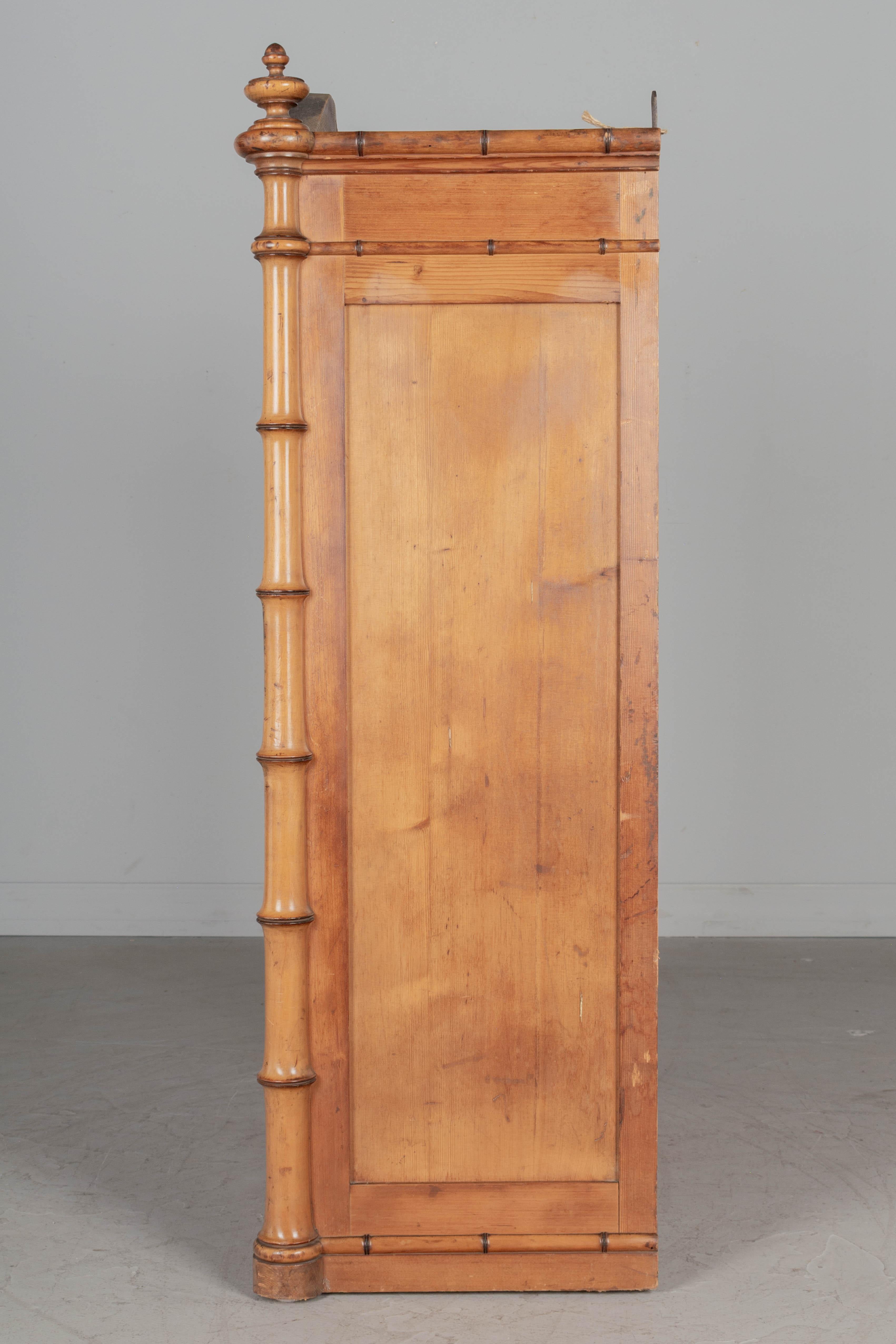 19th Century French Faux Bamboo Vitrine or Wall Cabinet For Sale 1