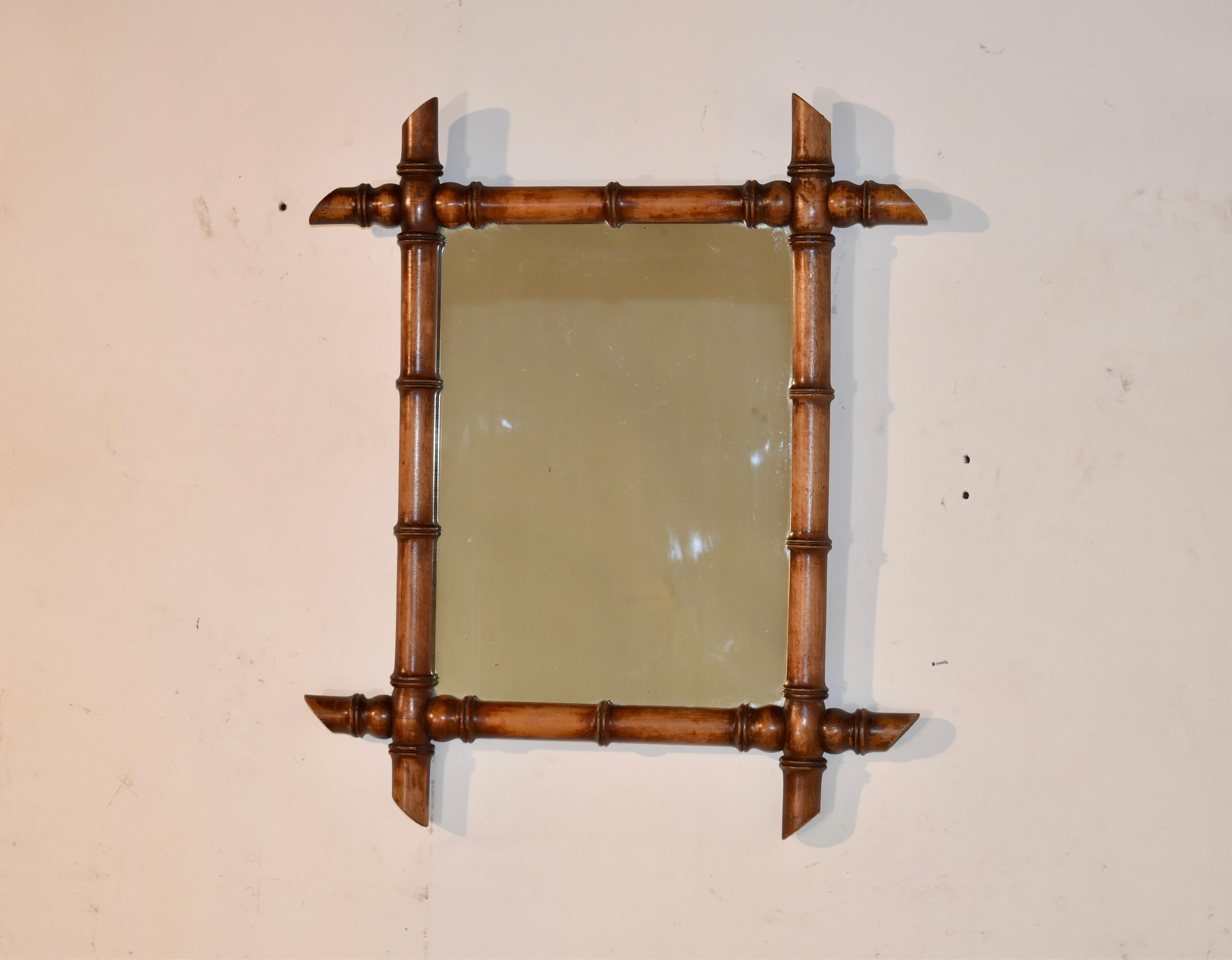 Art Nouveau 19th Century French Faux Bamboo Wall Mirror
