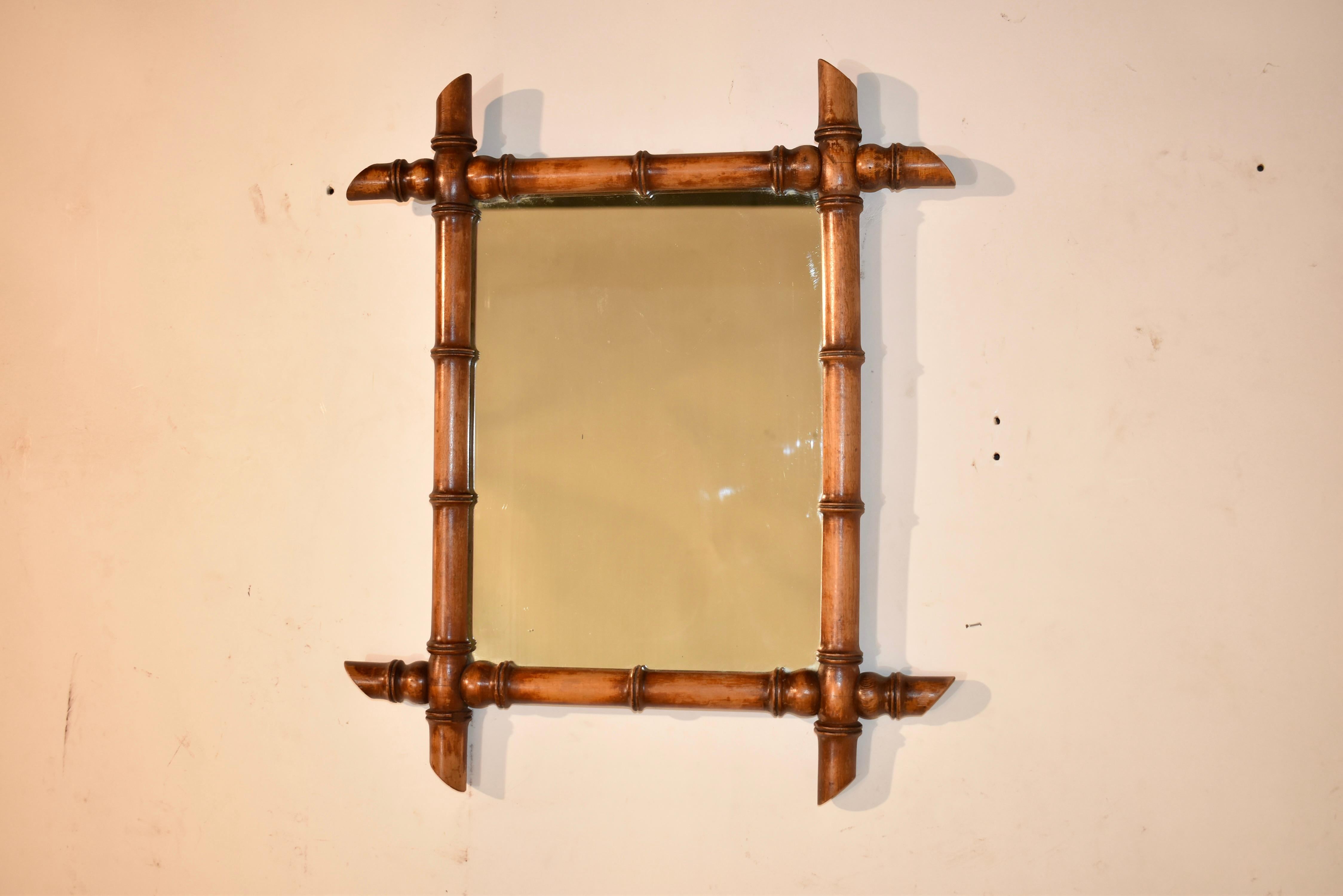 Turned 19th Century French Faux Bamboo Wall Mirror