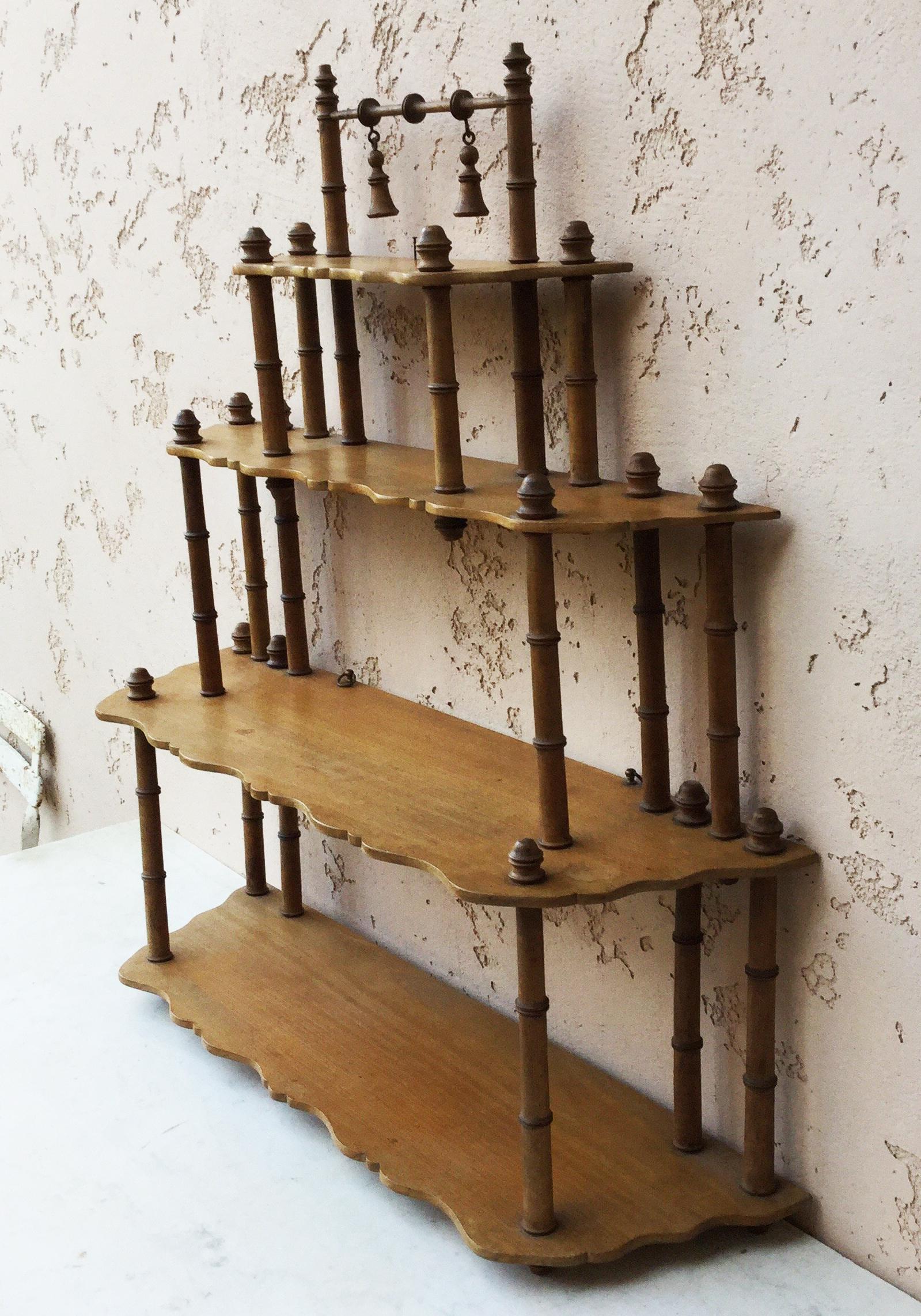 Aesthetic Movement 19th Century French Faux Bamboo Wood Shelf