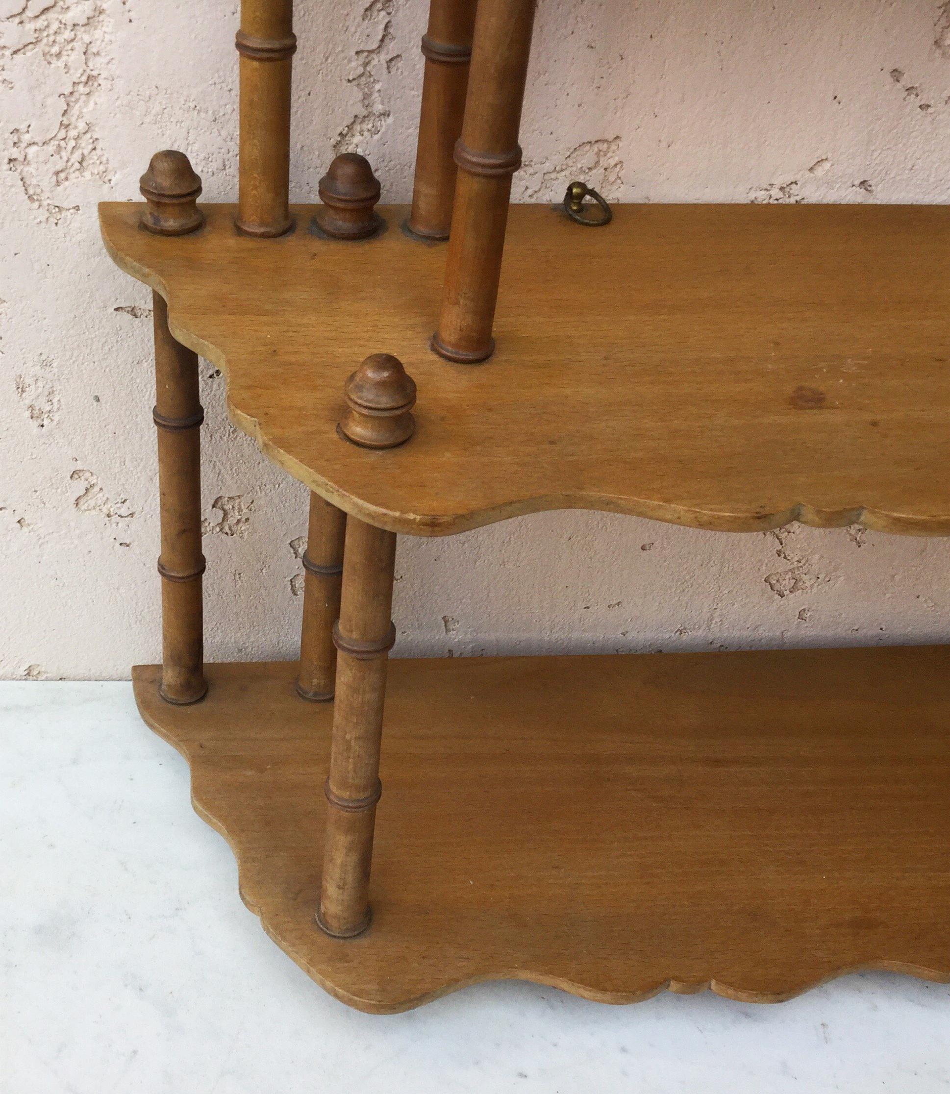 19th Century French Faux Bamboo Wood Shelf In Good Condition In Austin, TX
