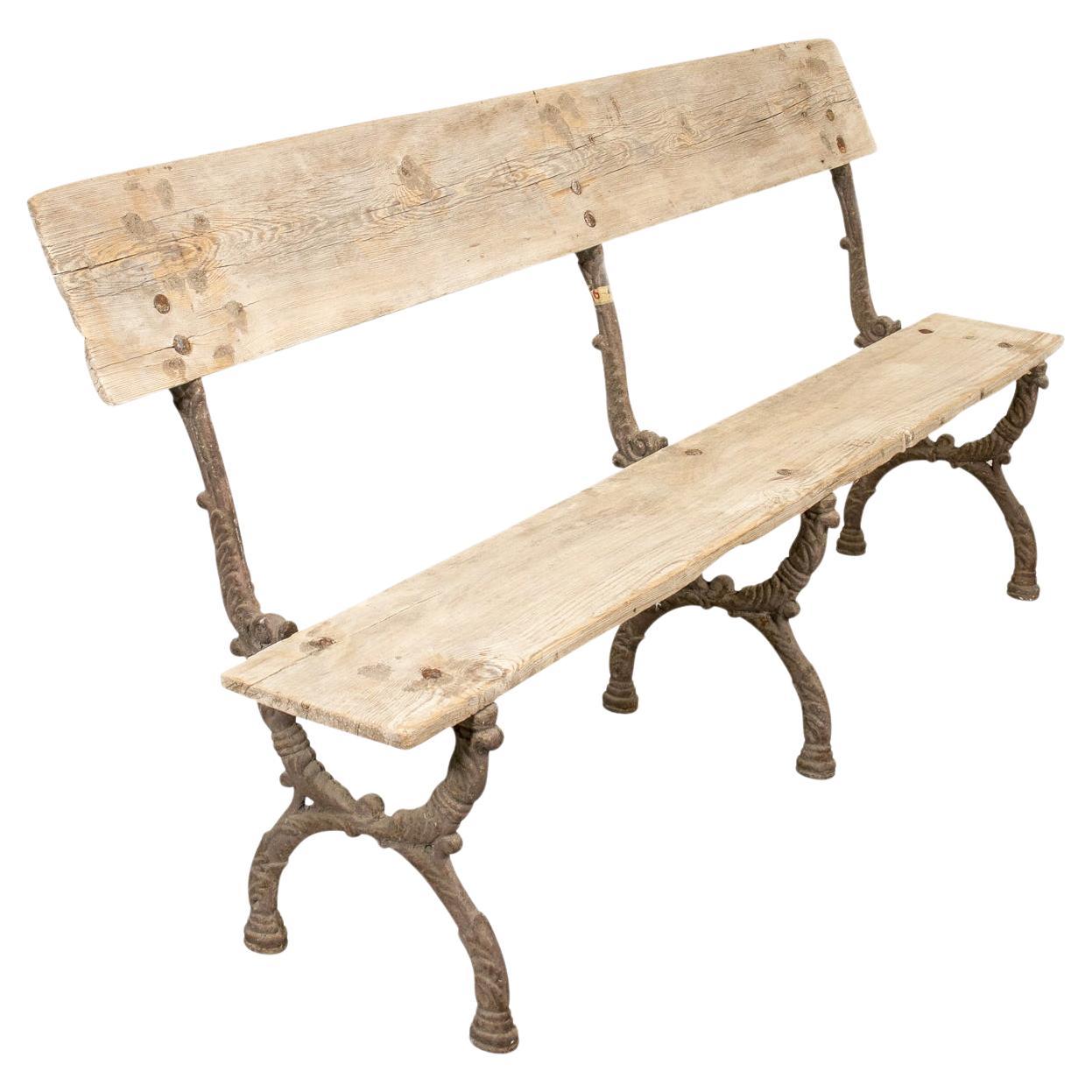 19th Century French Faux Bois Cast Iron and Bleached Wood Garden Bench